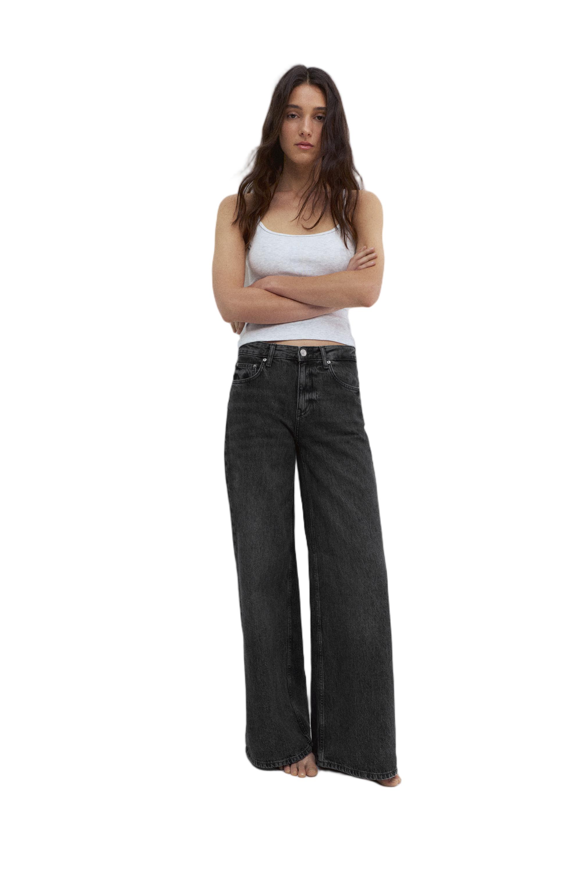 Low-rise wide-leg jeans — Medium grey