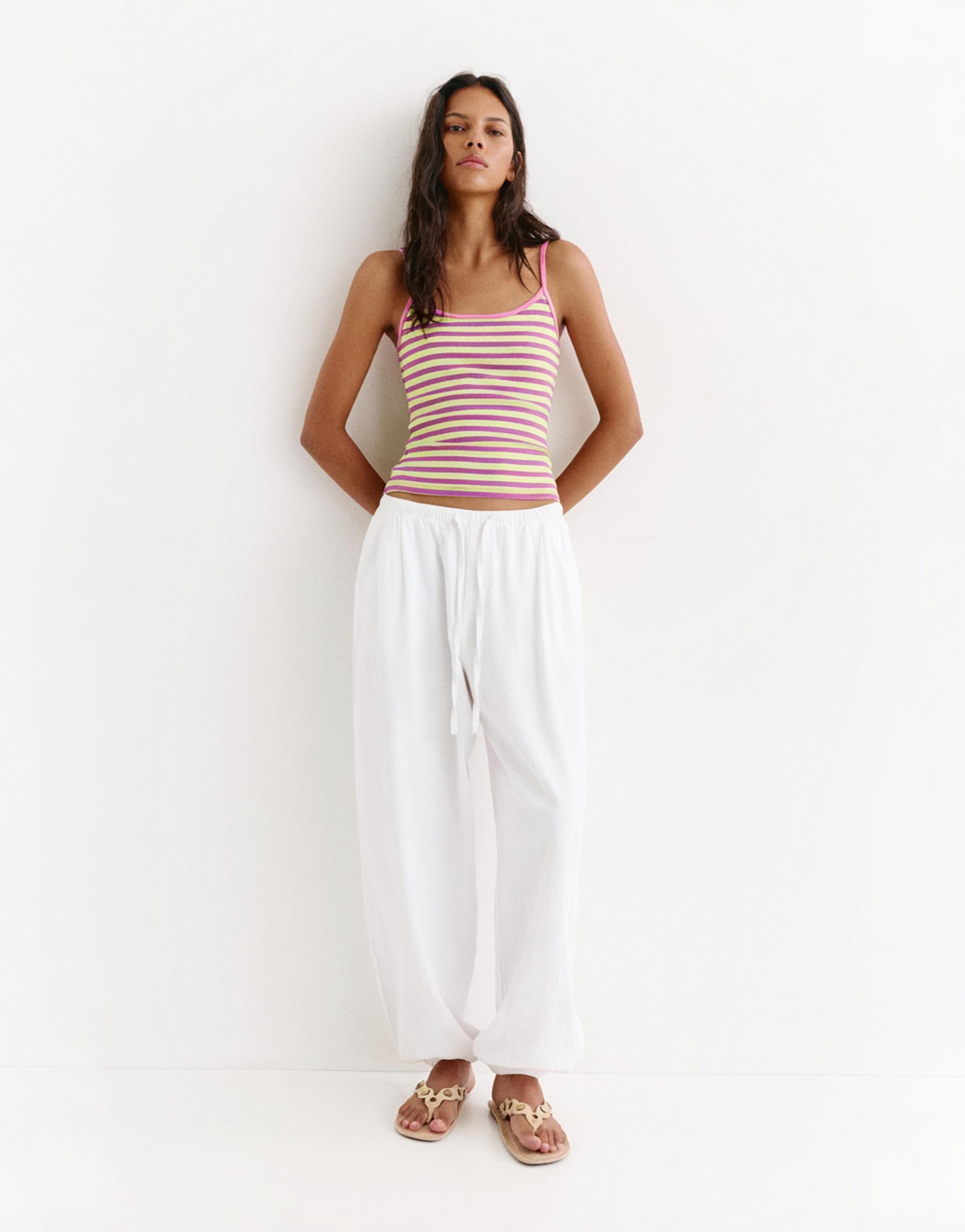 Thin strap top — Striped