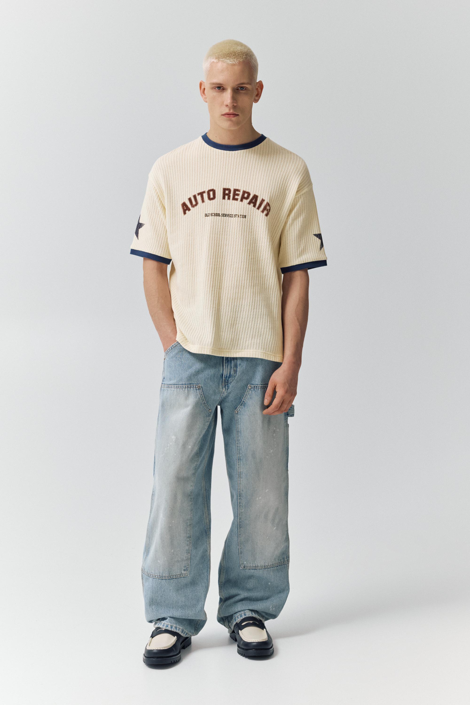 Grafik desenli kısa kollu süveter - Görsel 13