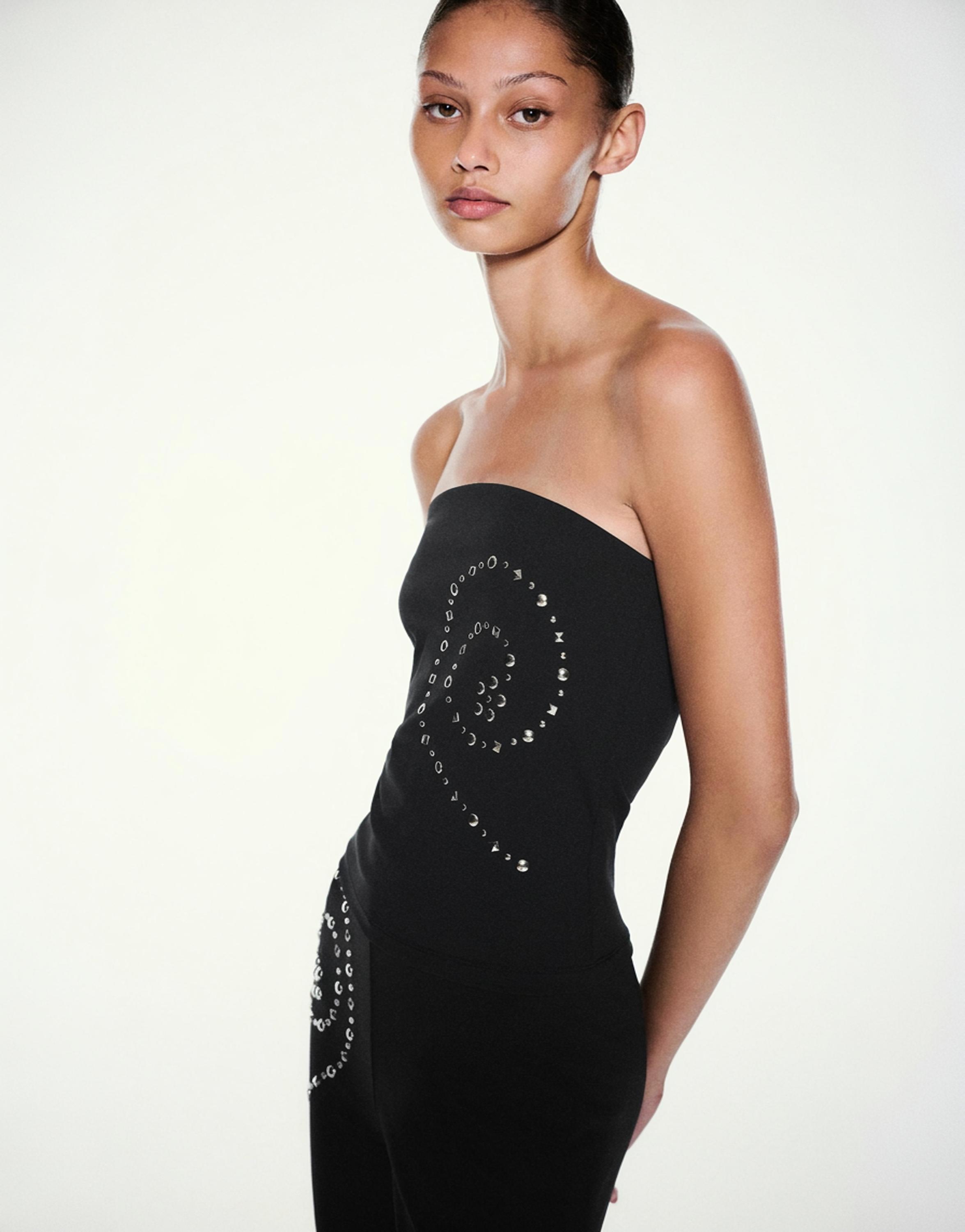 Studded bandeau top — Black