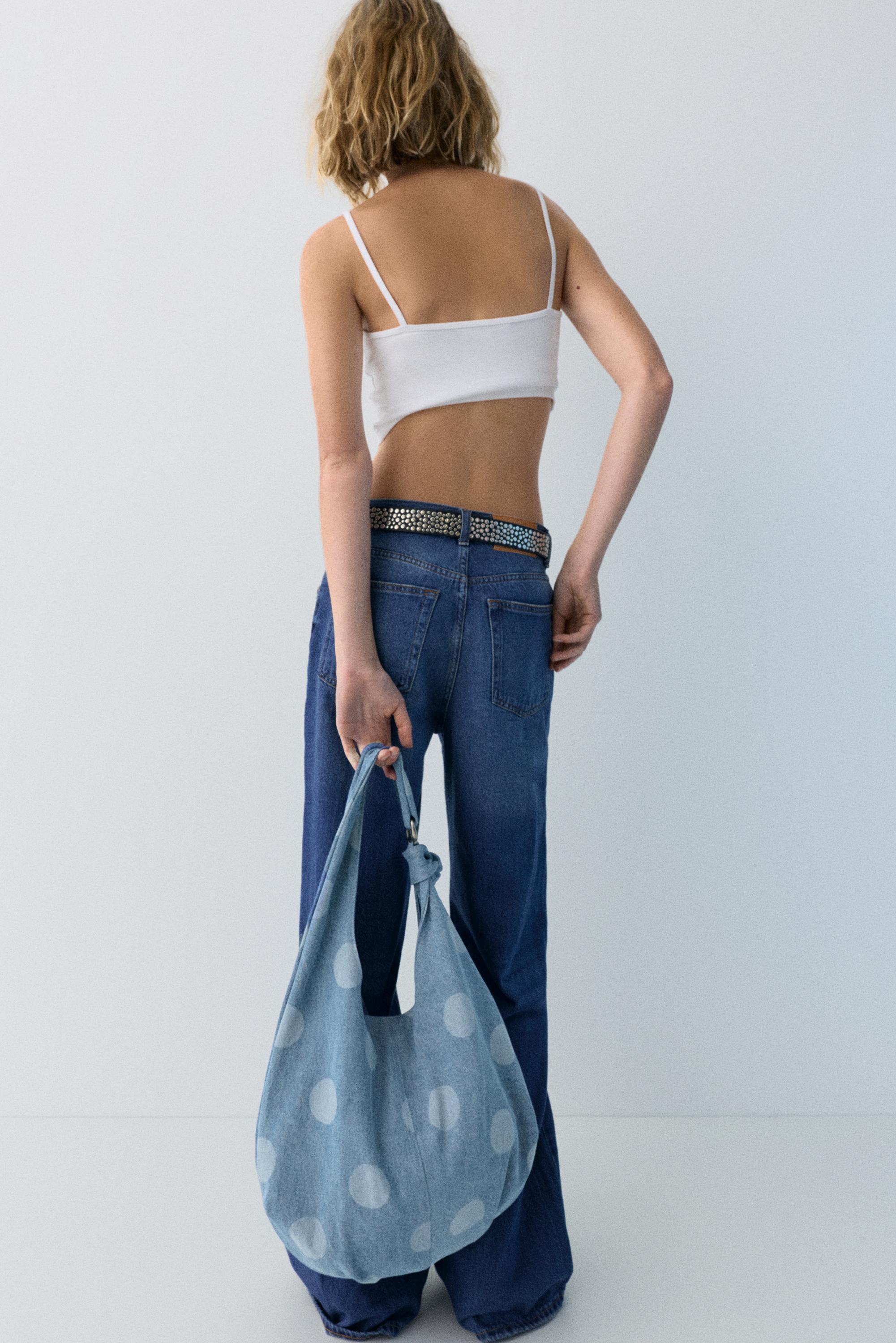 Shopper Mit Tupfenmuster Aus Denim