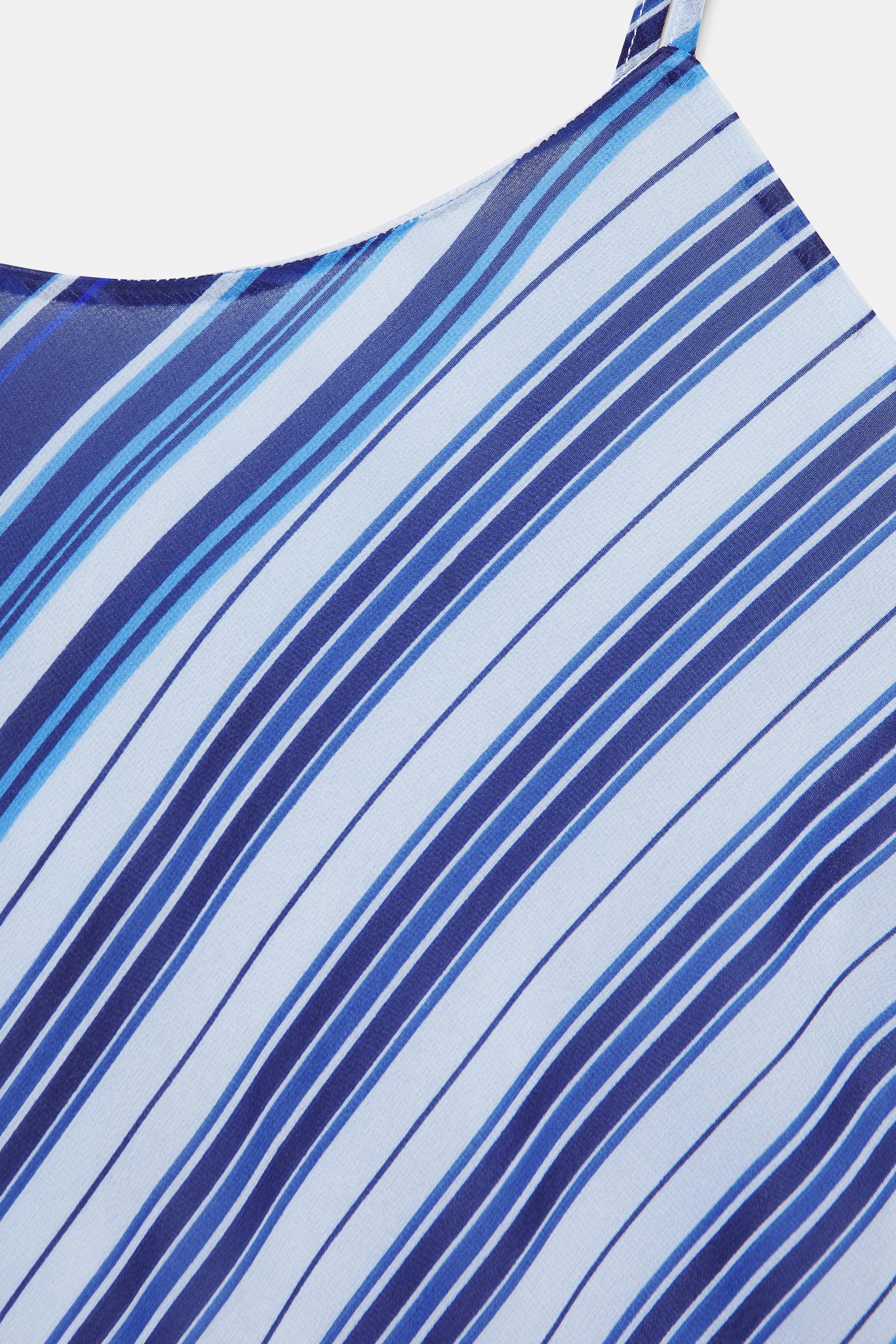 Short striped strappy dress — Deep blue