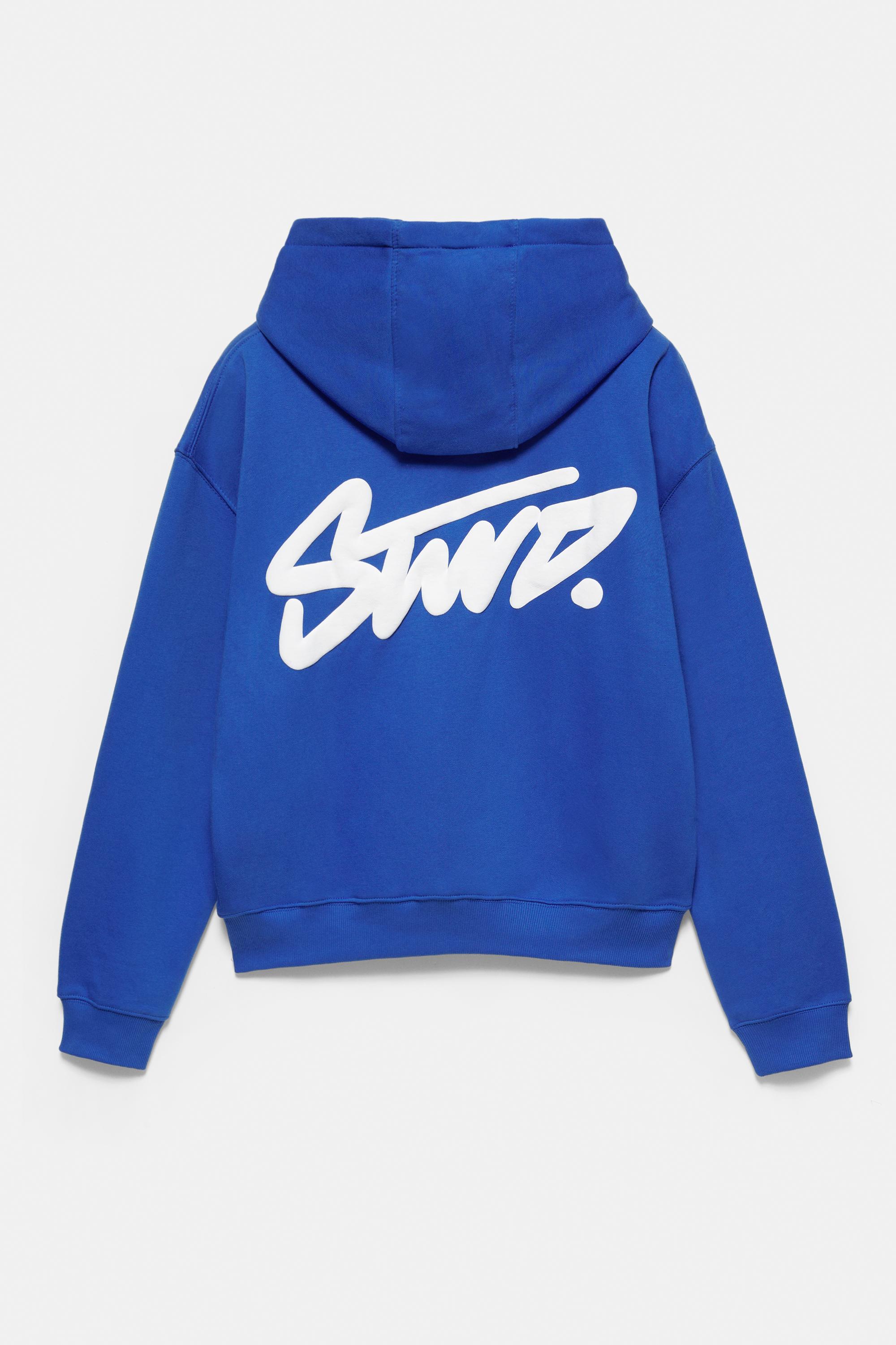 STWD logo boxy hoodie — Deep blue