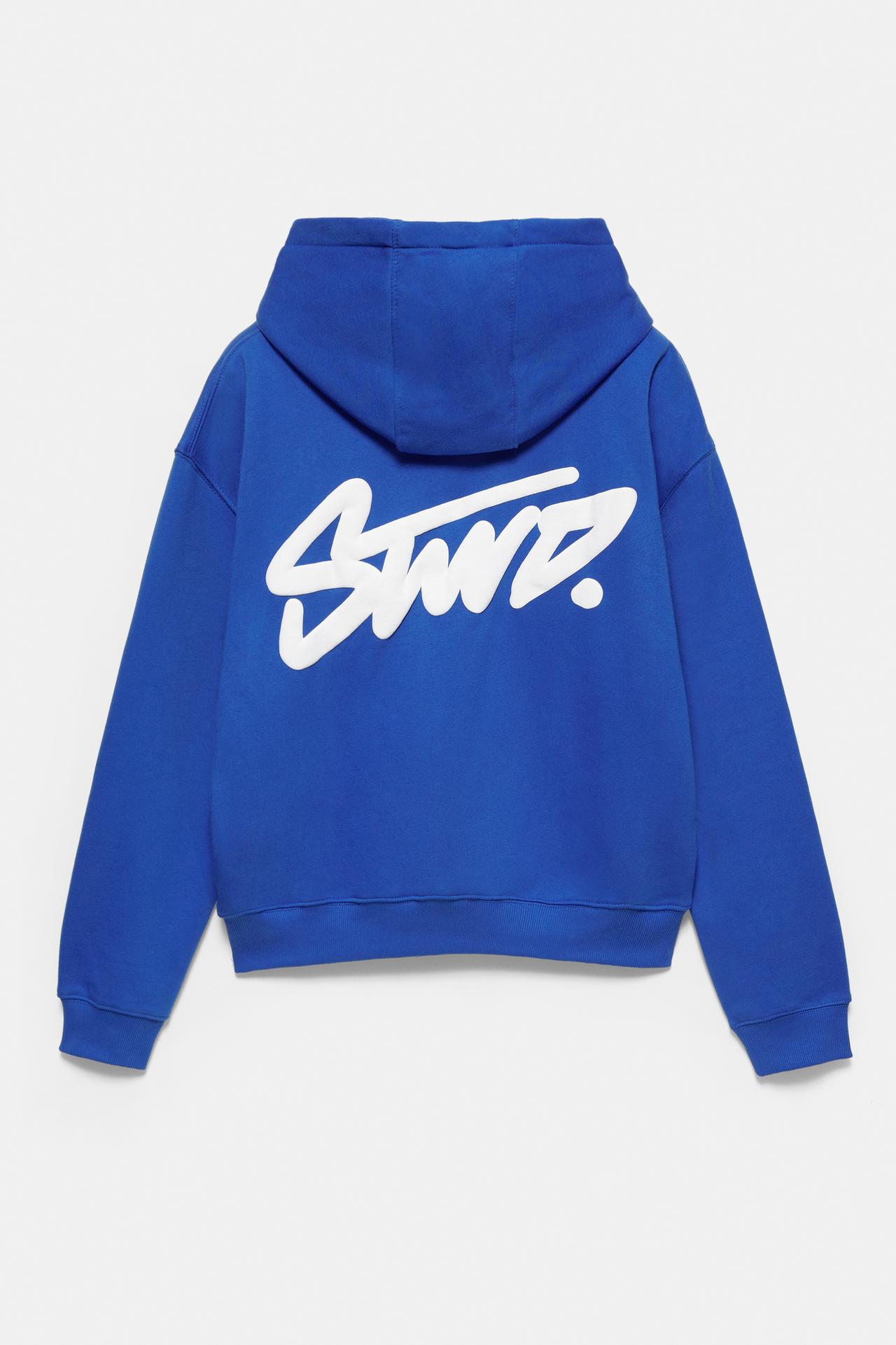 STWD logo boxy hoodie — Deep blue