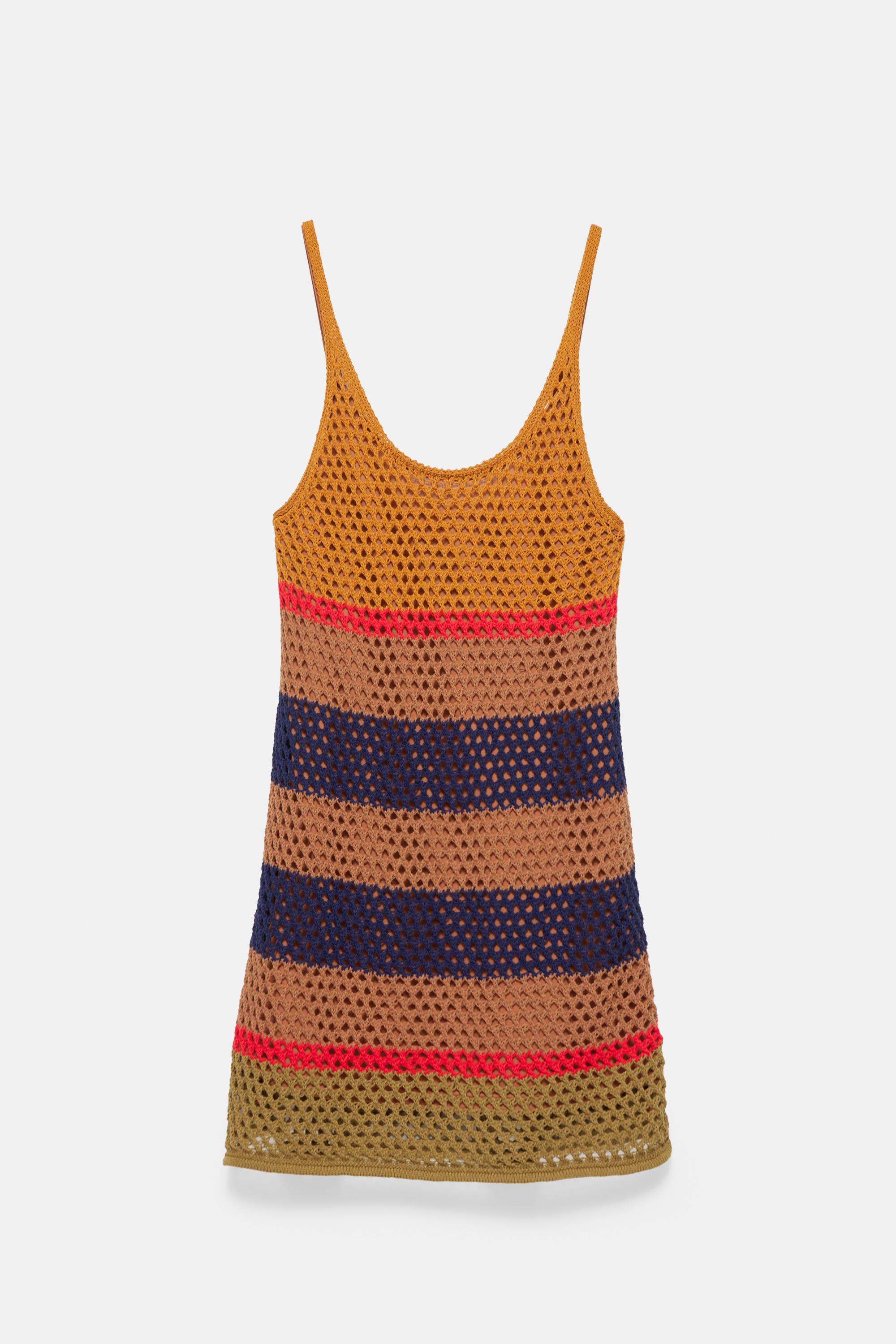 Short striped crochet dress