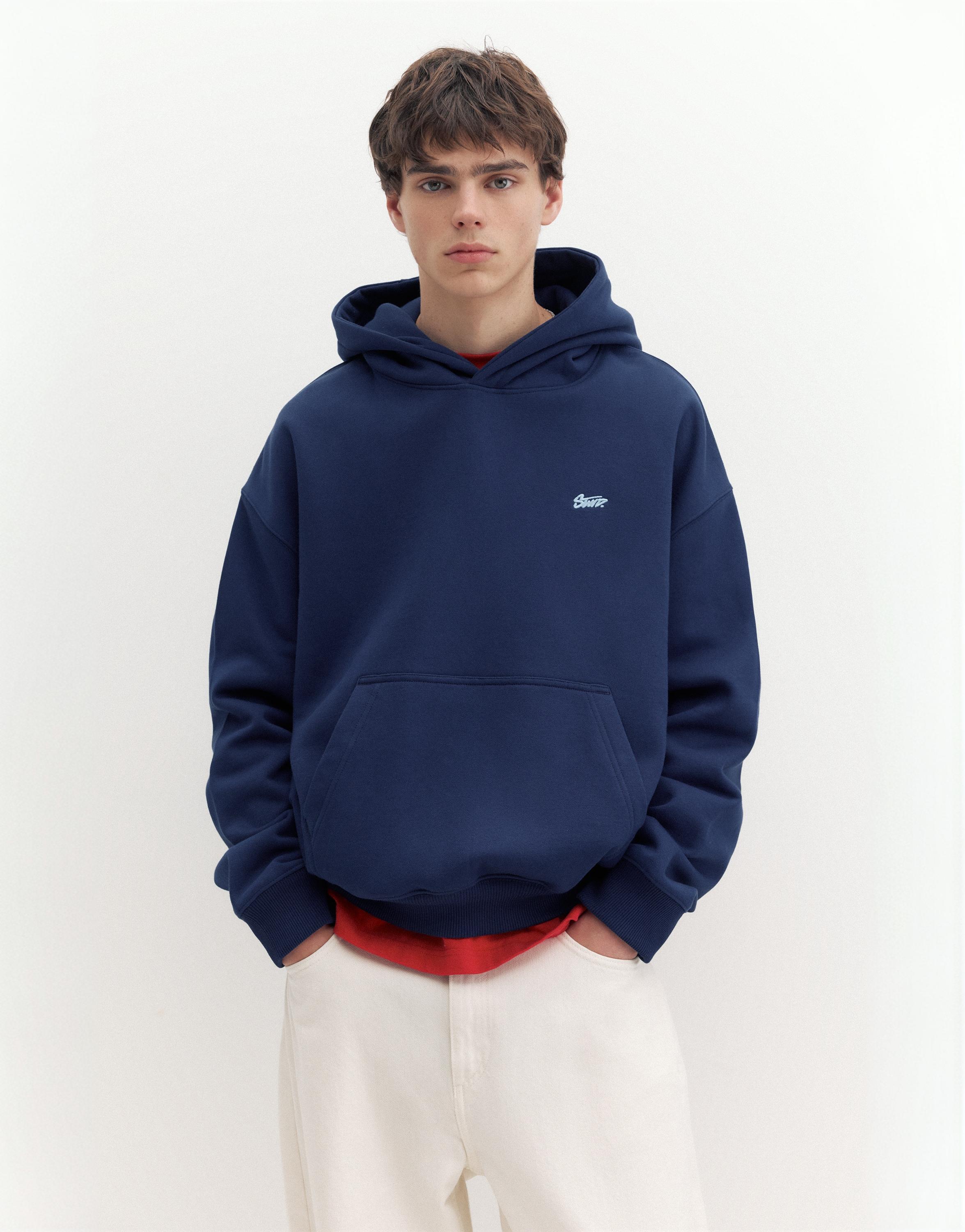 STWD logo boxy hoodie — Navy