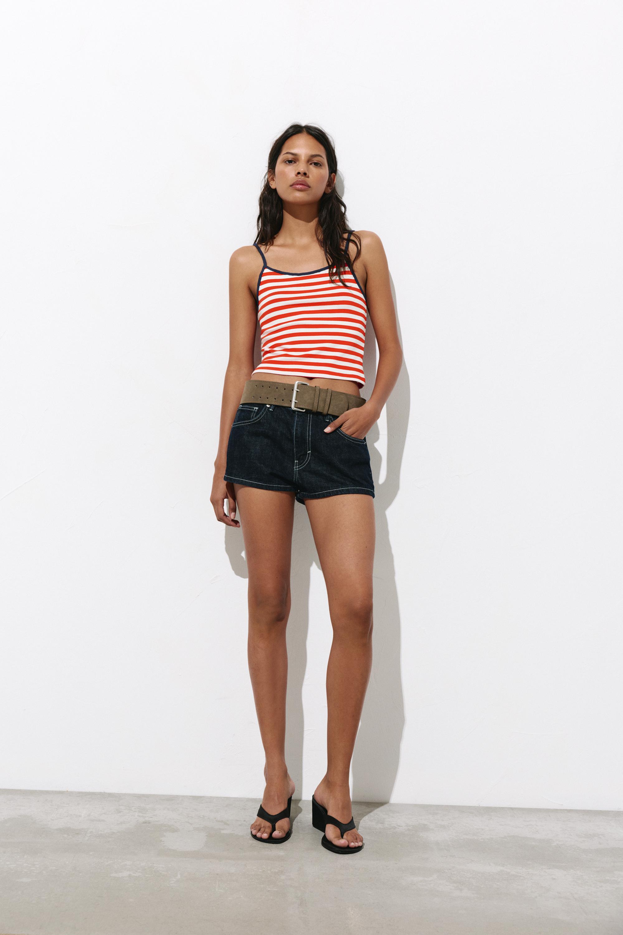 Striped strappy top — White/Red