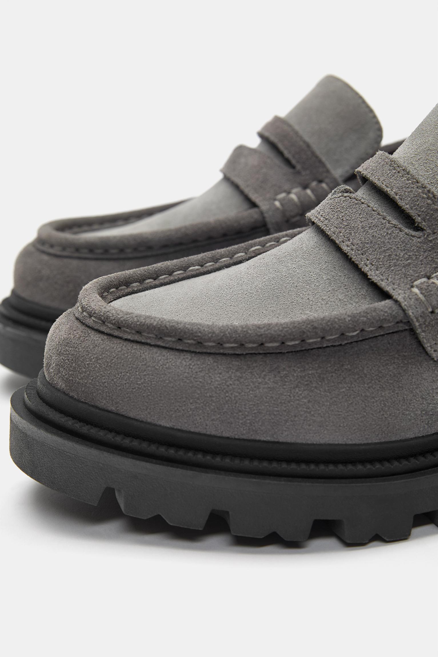 Chunky leather loafers — Grey