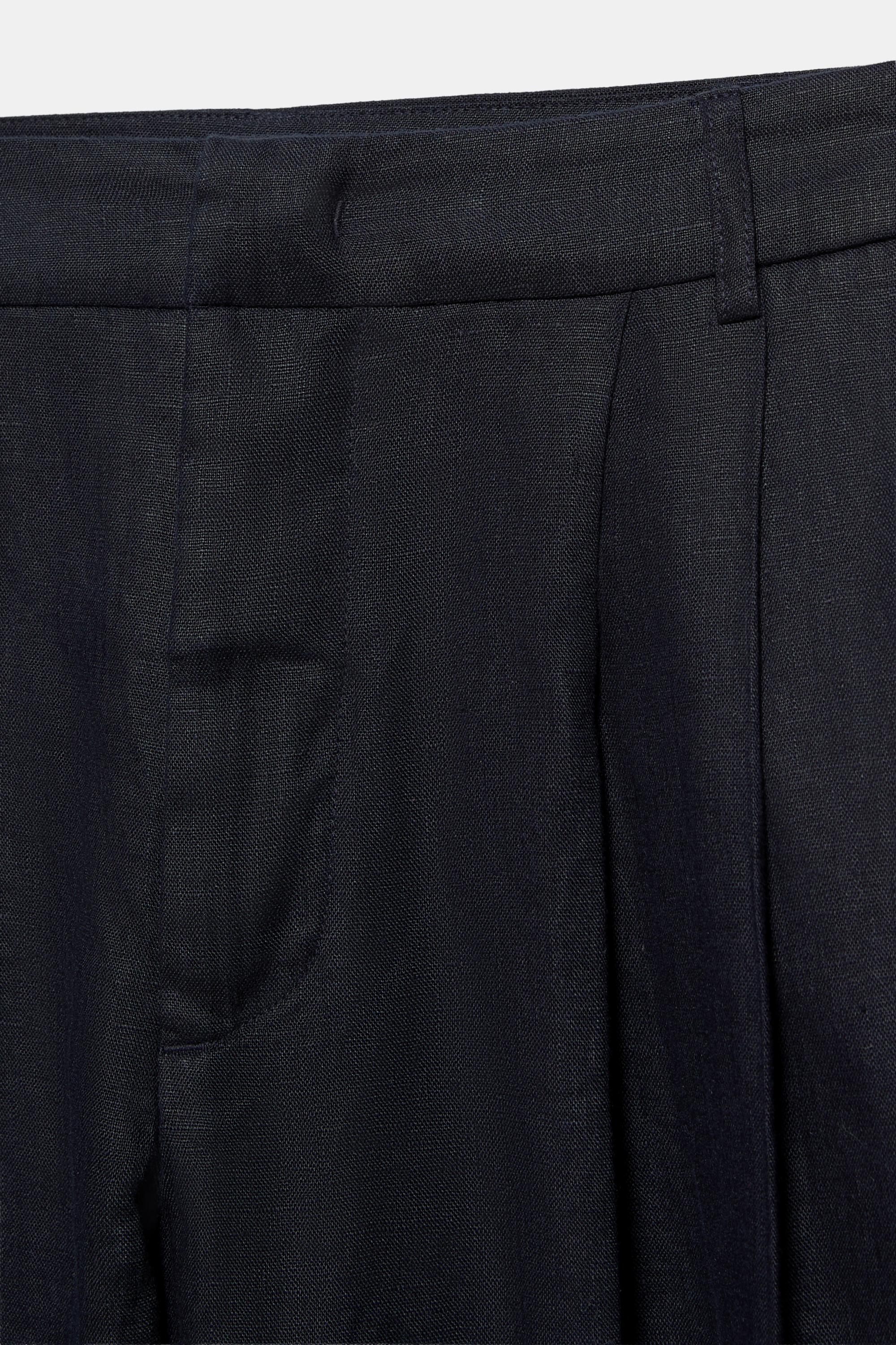 Wide-leg 100% linen trousers — Dark navy