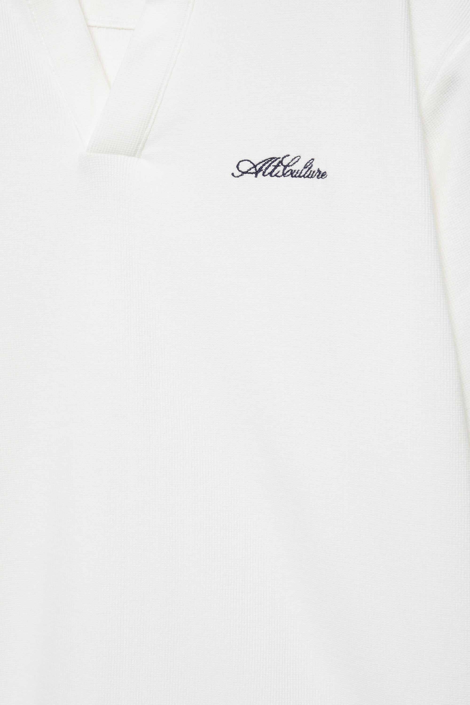 Short sleeve waffle-knit polo shirt — Off white