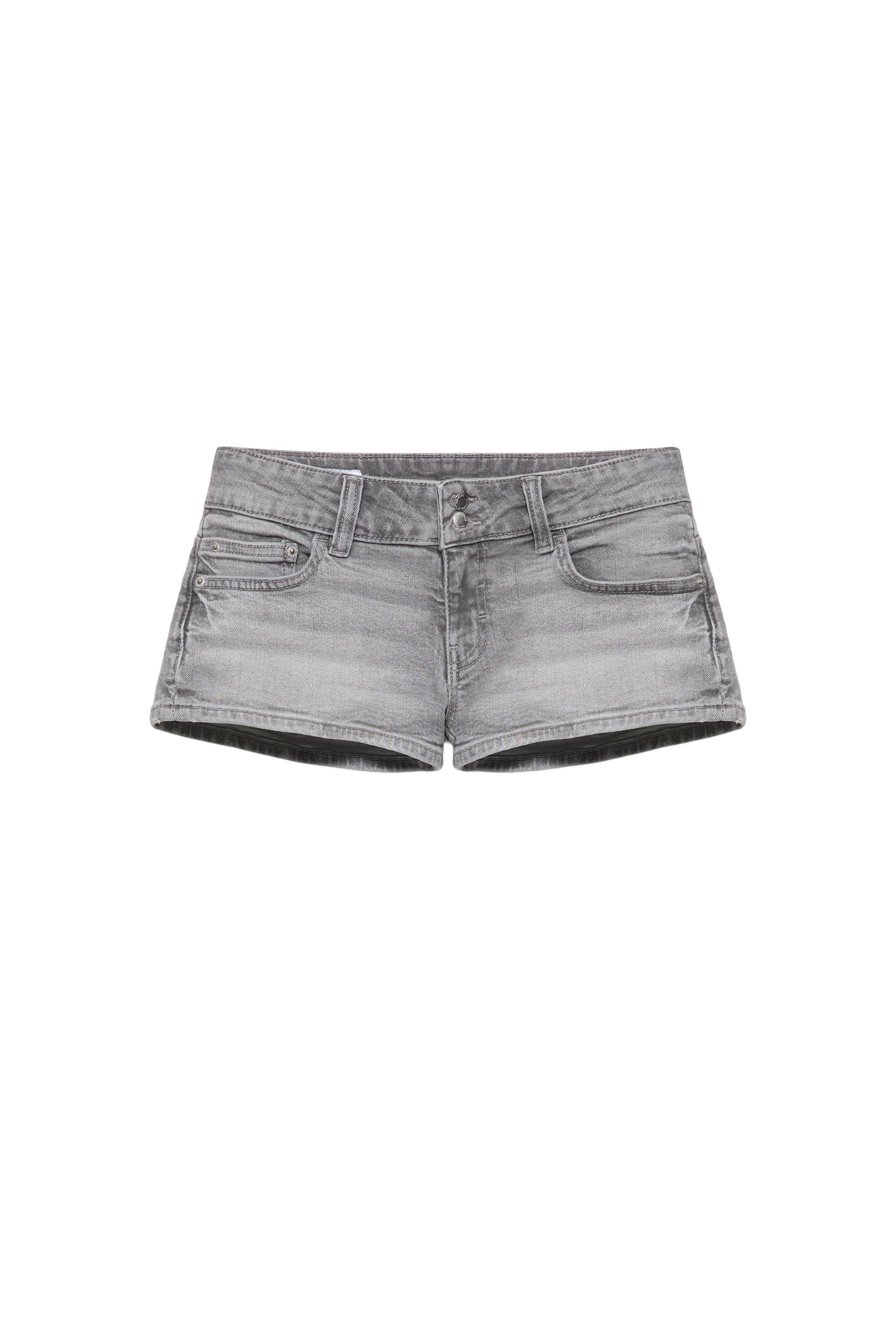 Pull&Bear Çift düğmeli denim mini şort görsel 6