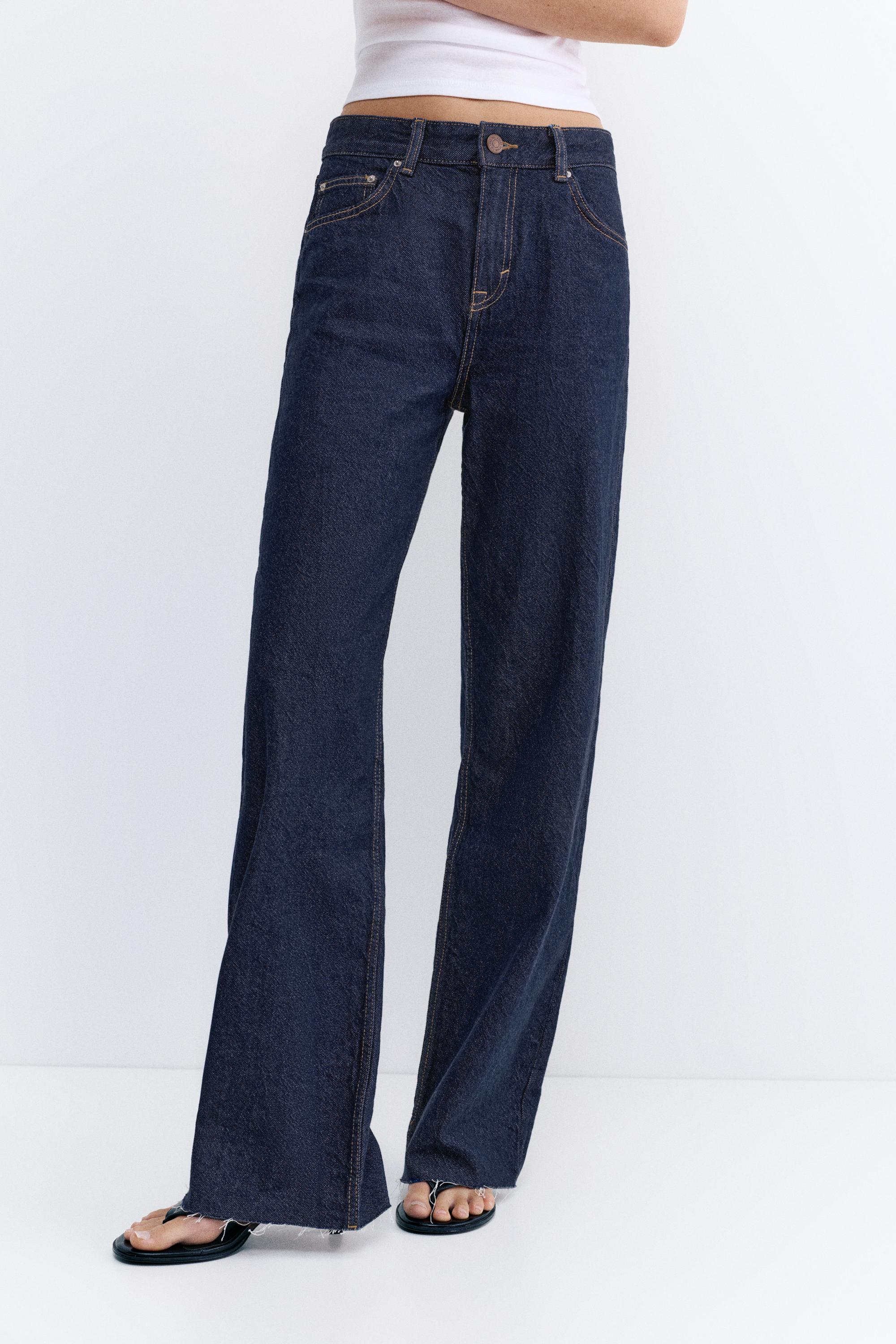 High-waist wide straight-leg jeans — Ink blue