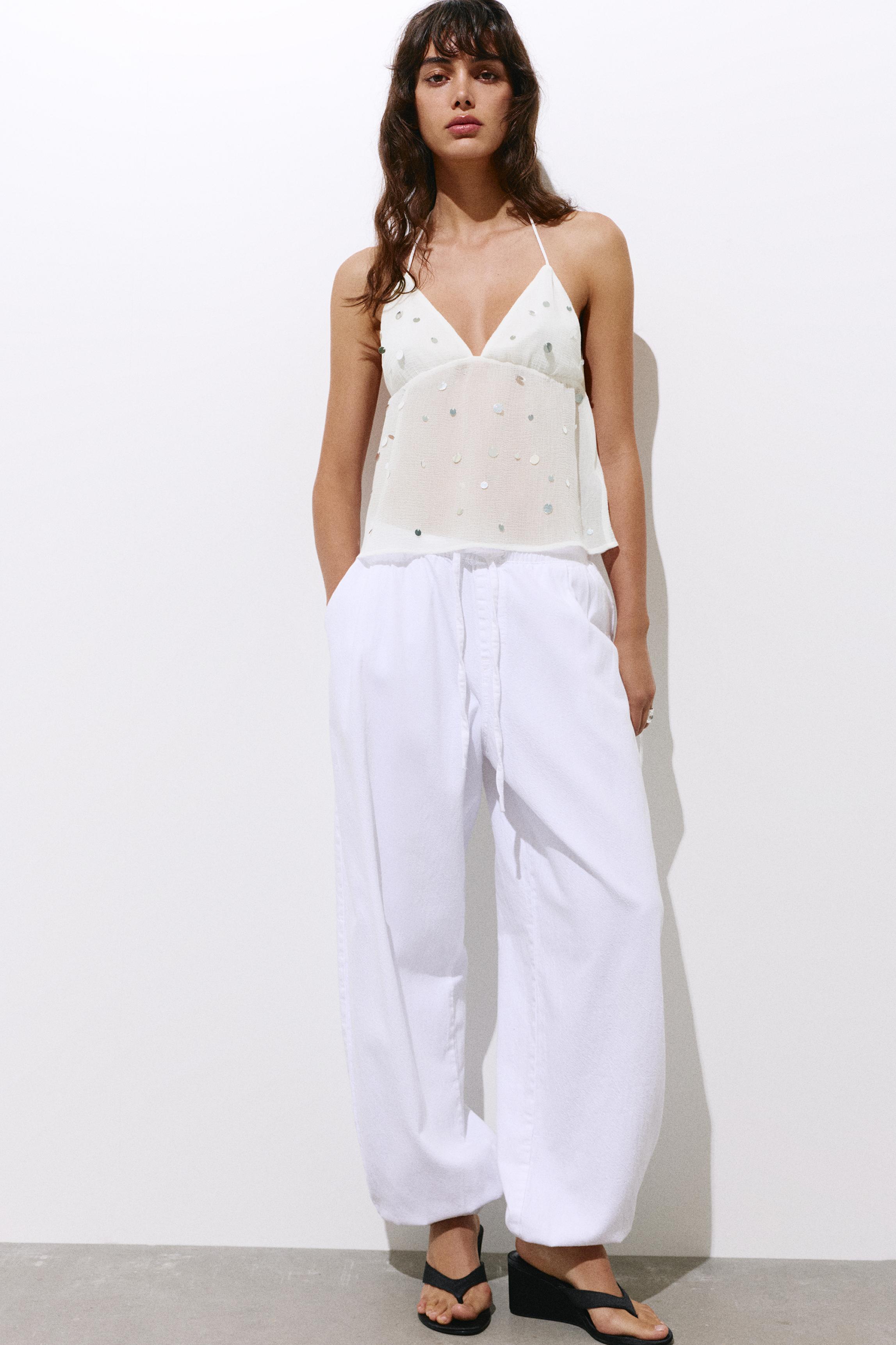 Mirror halter top — White