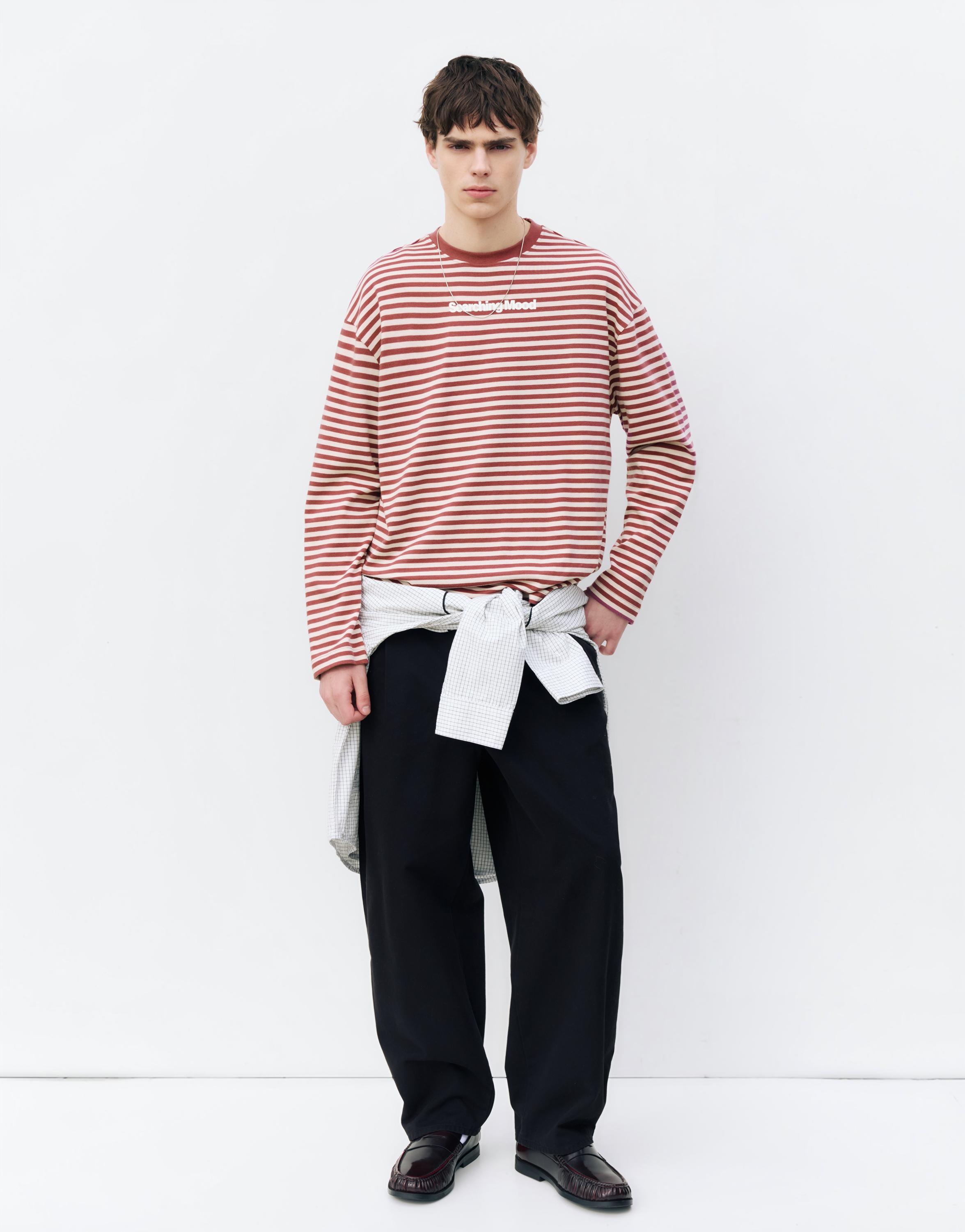 STWD striped text T-shirt — Burgundy