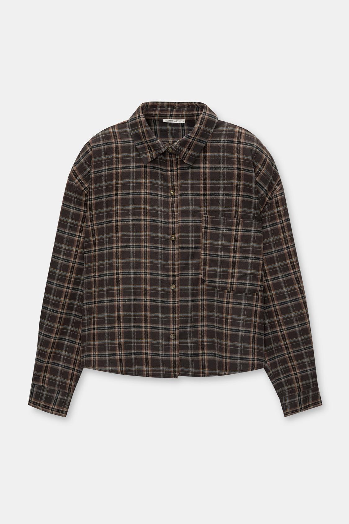 Bear Shop Pull And Bear Camisa Cuadros Pull And Bear Top Manga