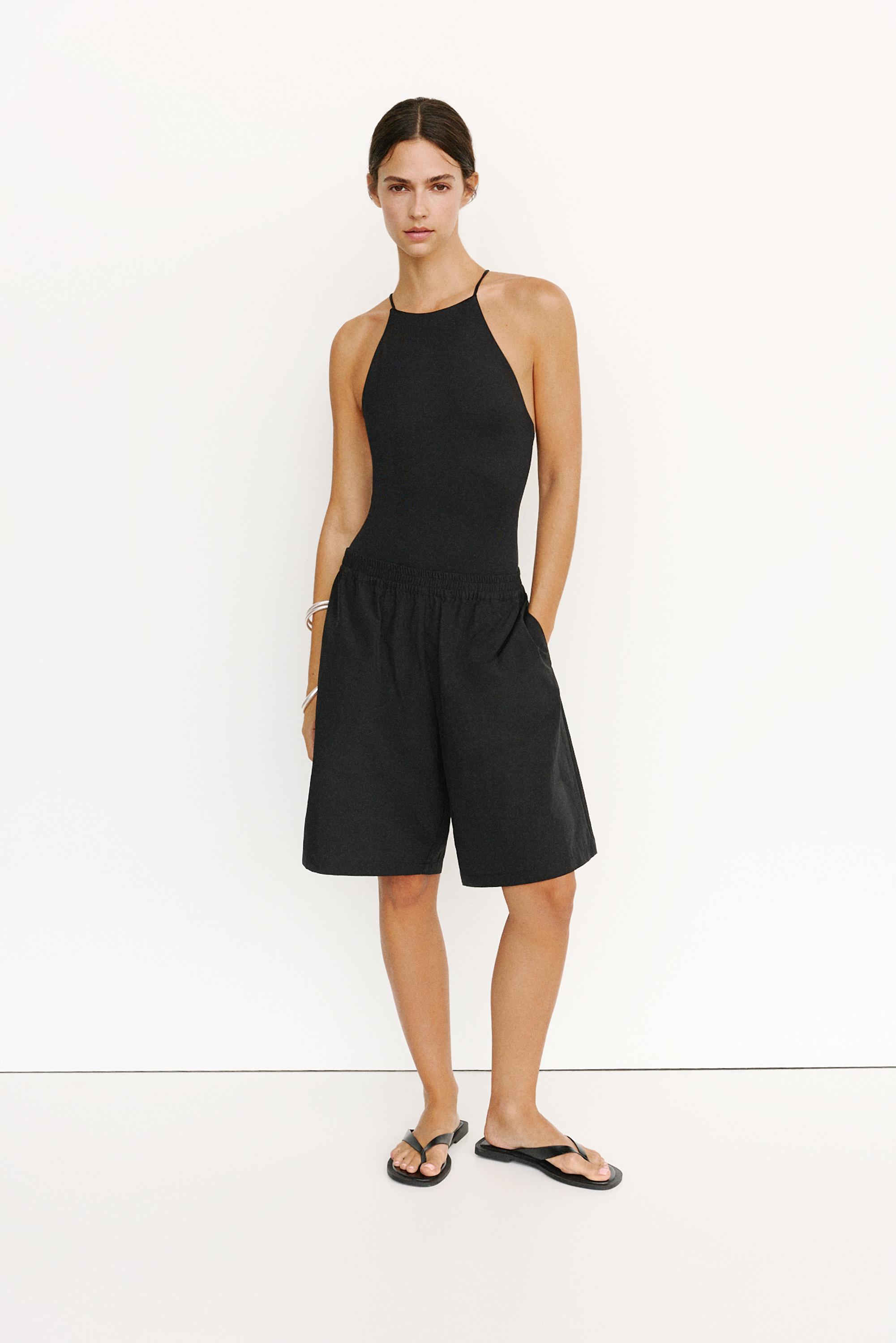 Halter strappy bodysuit — Black
