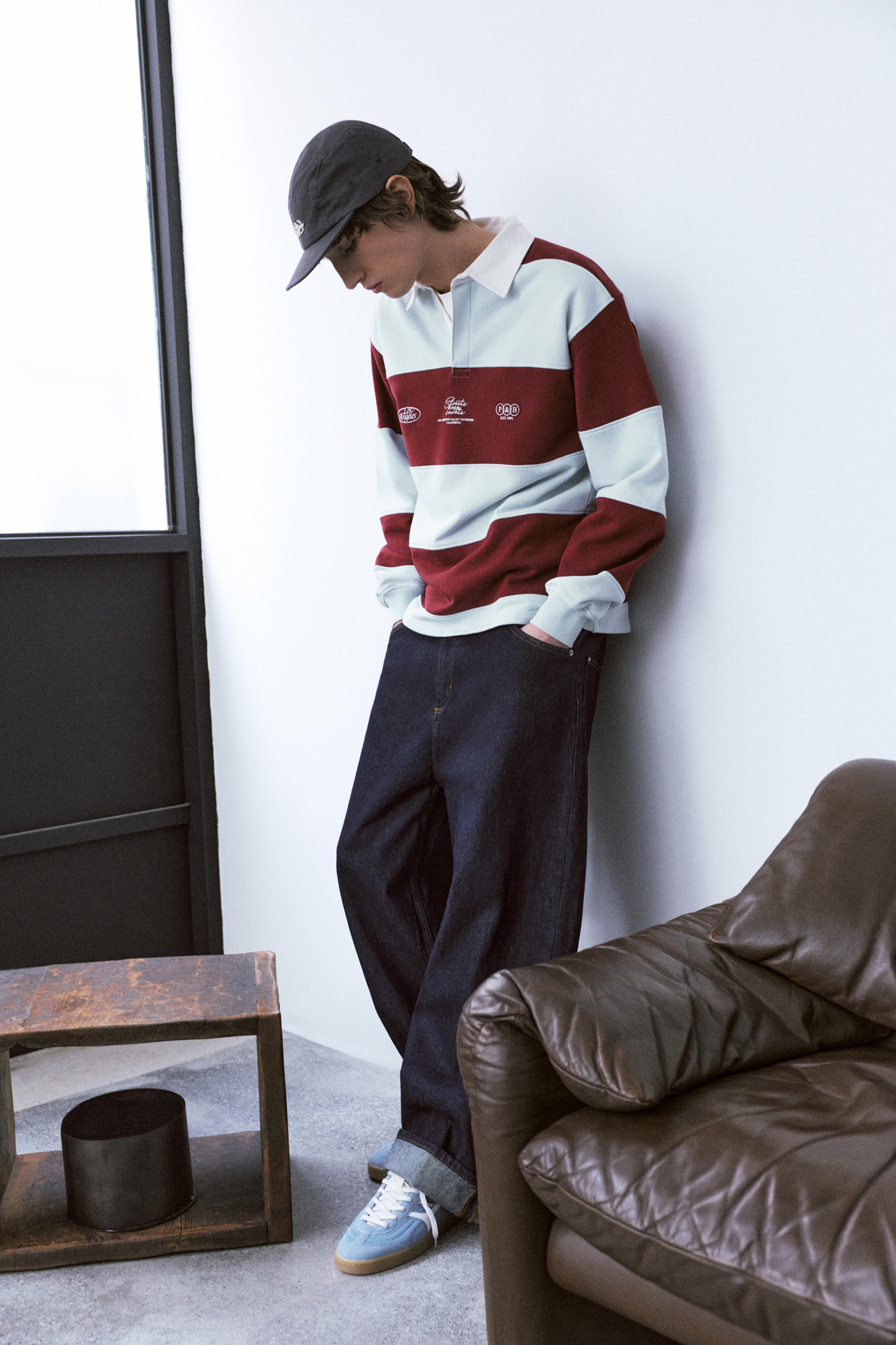 Poloshirt Mit Langen Ärmeln Und Streifen