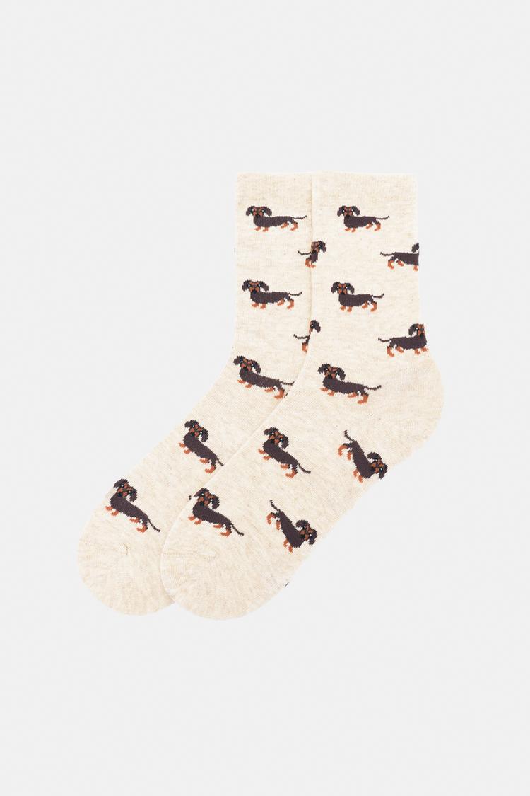 Dachshund graphic socks — Beach sand