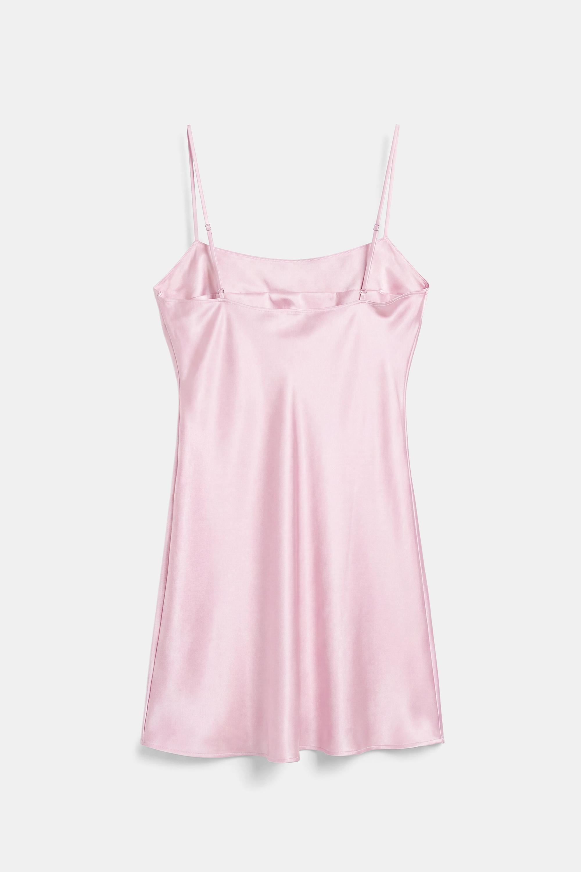 Short satin strappy dress — Pink