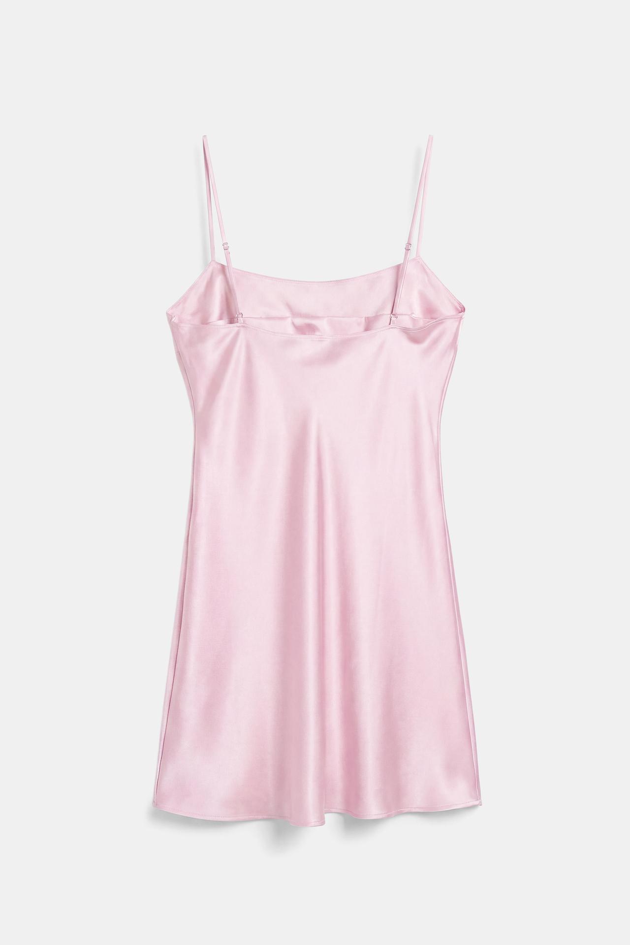 Short satin strappy dress — Pink