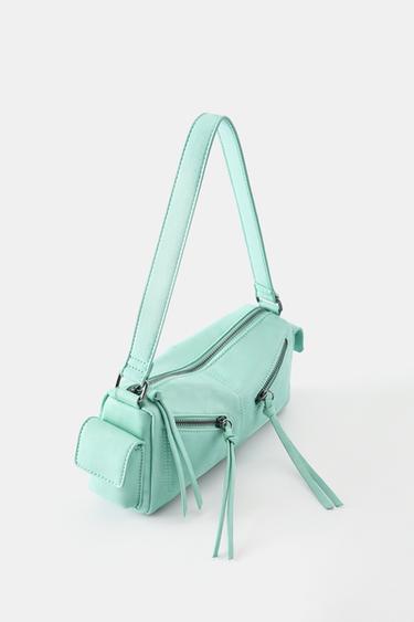 Multipocket shoulder bag with zips — Mint green 3