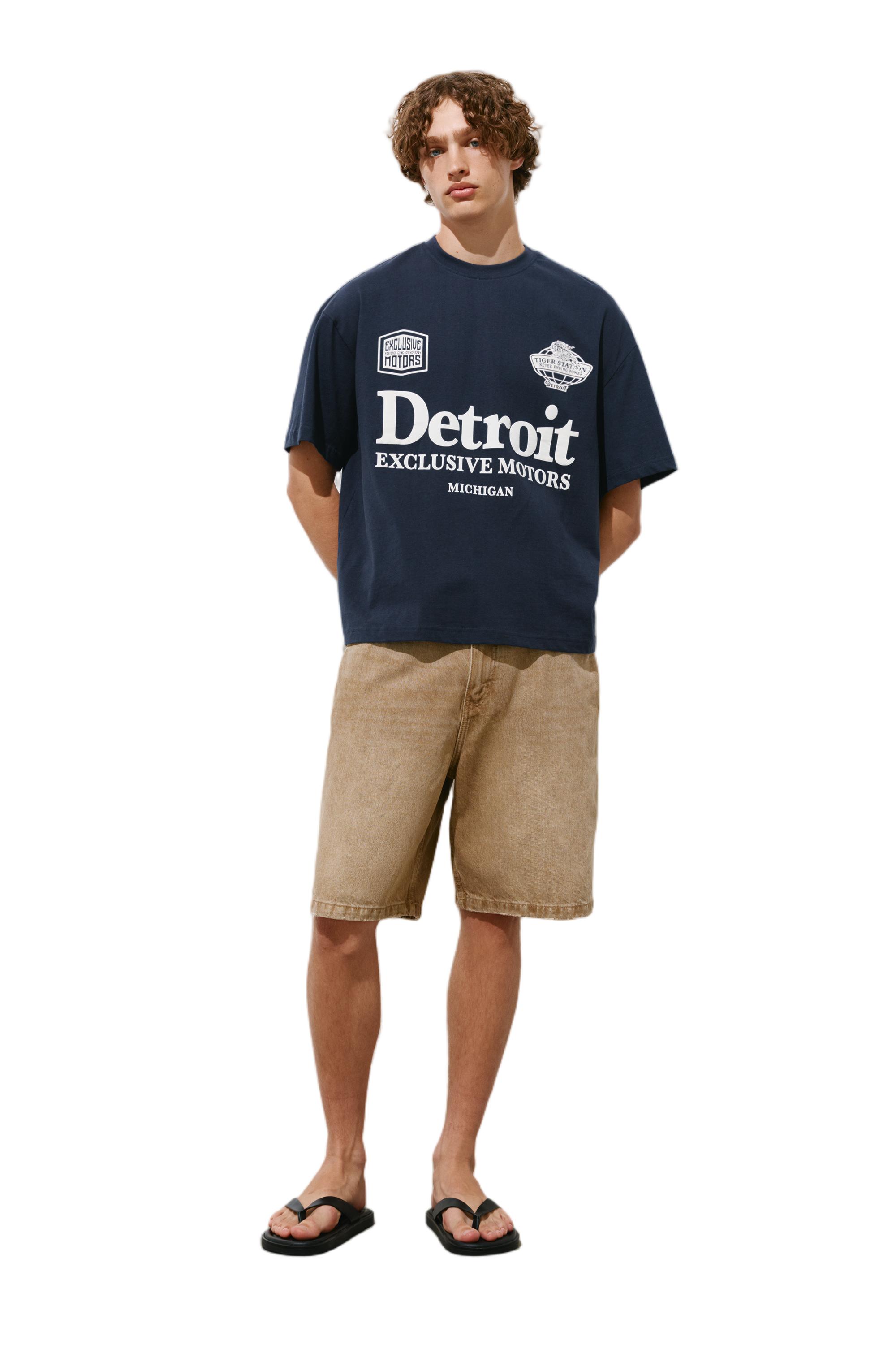 Boxy Detroit T-shirt — Dark navy