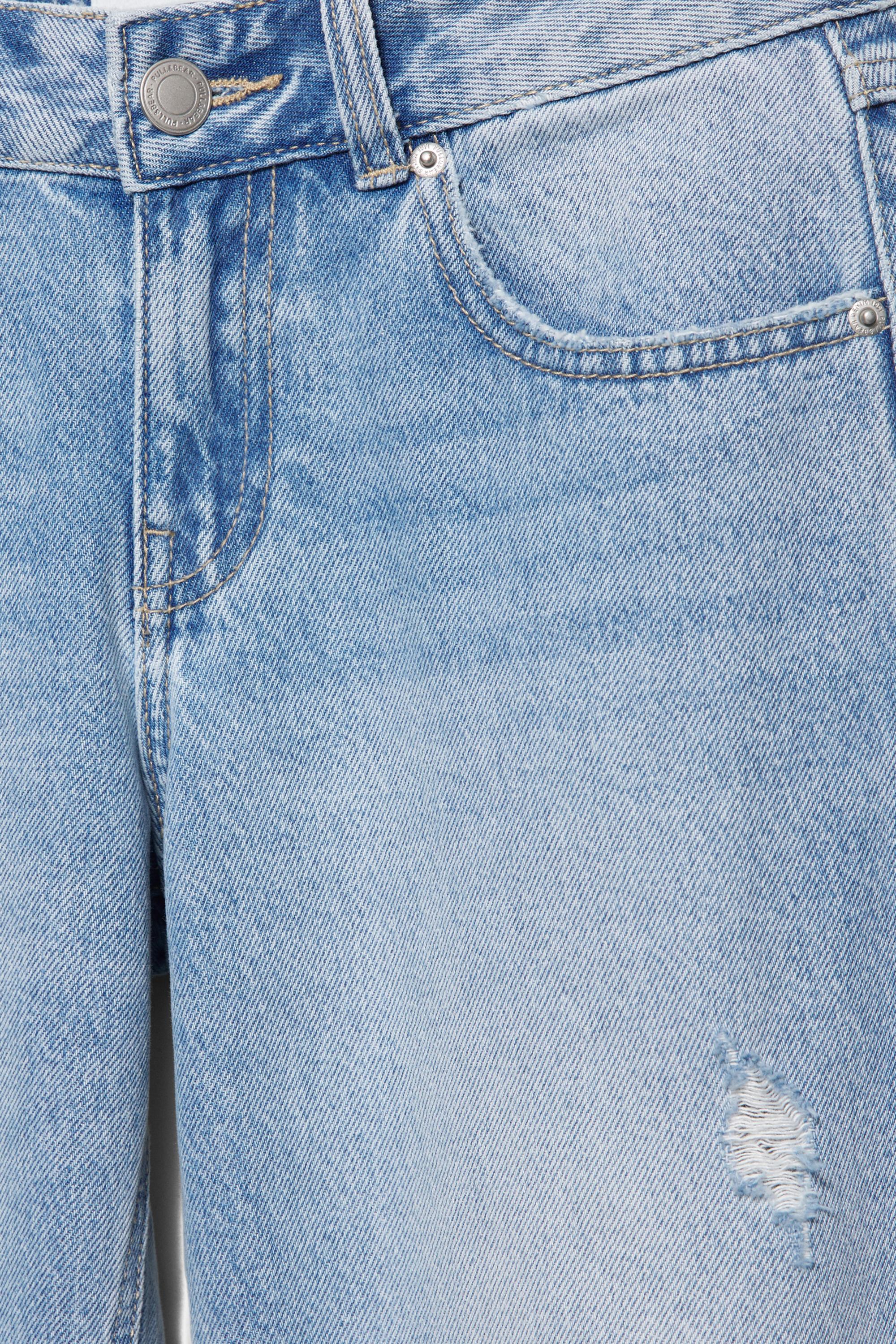 Düşük bel yırtık straight fit jean - Görsel 4