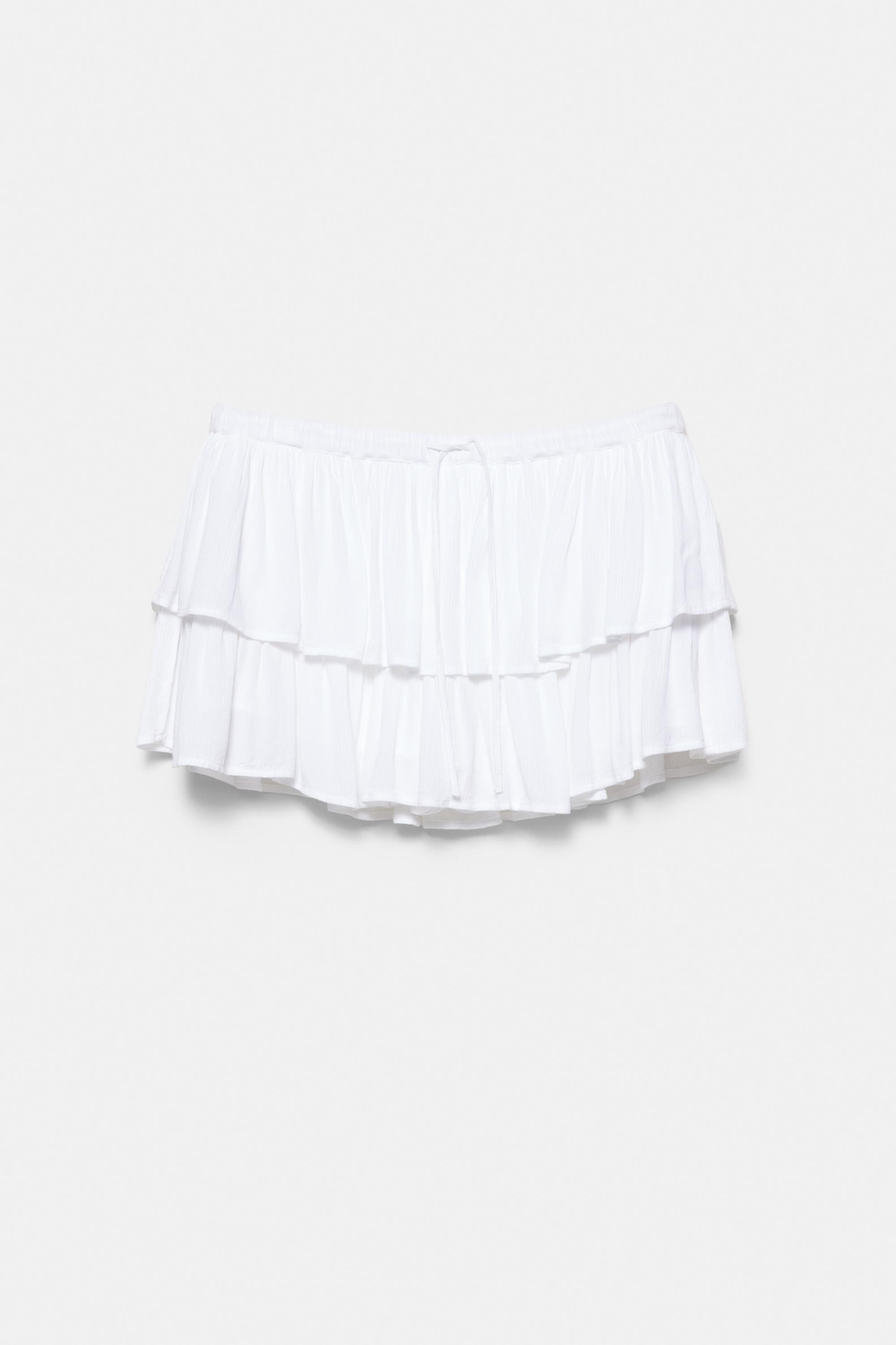 Ruffled skort — White