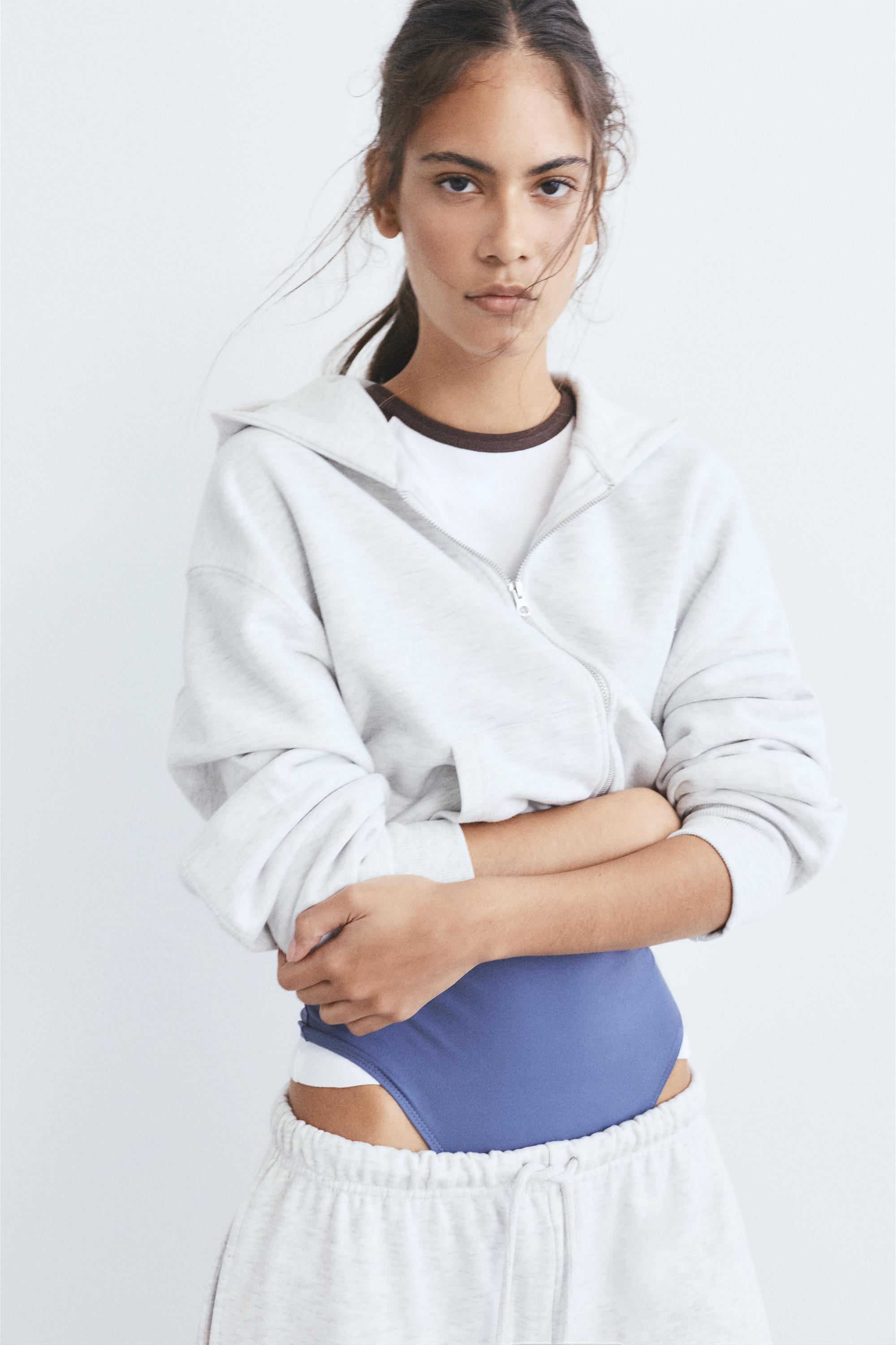 Hoodie with zipper — Grey marl