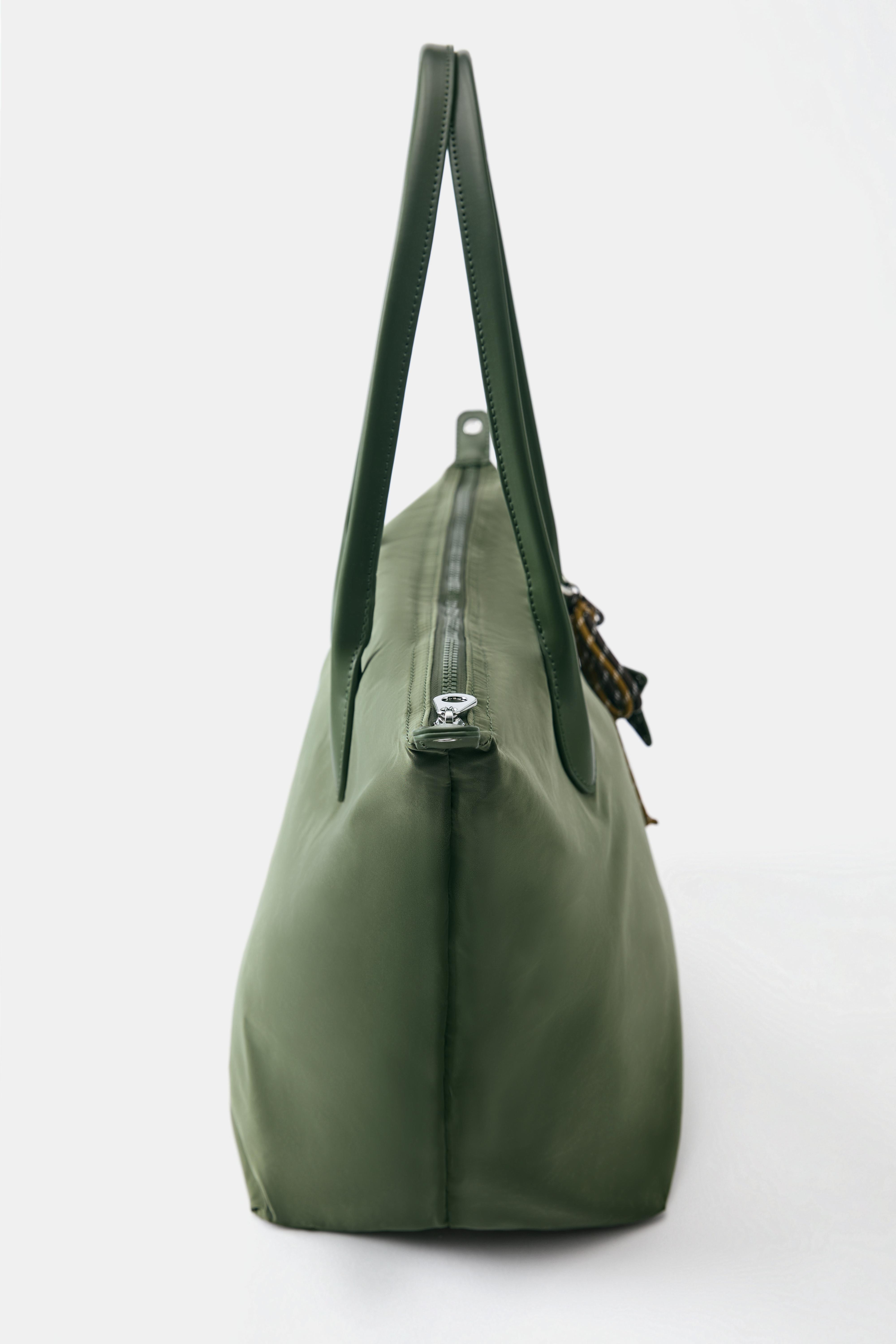 Embellished nylon tote bag — Khaki
