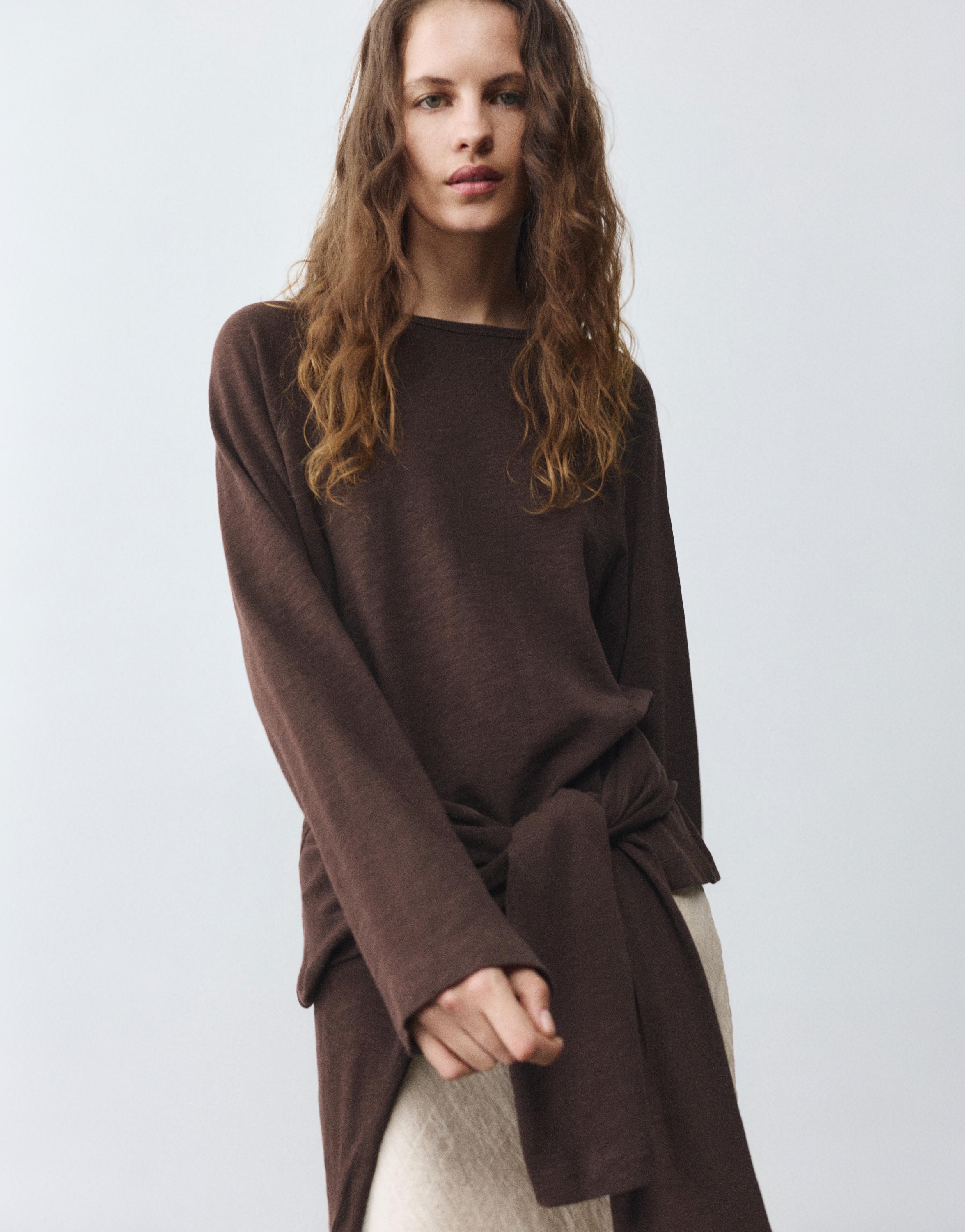 Long sleeve raglan T-shirt — Brown