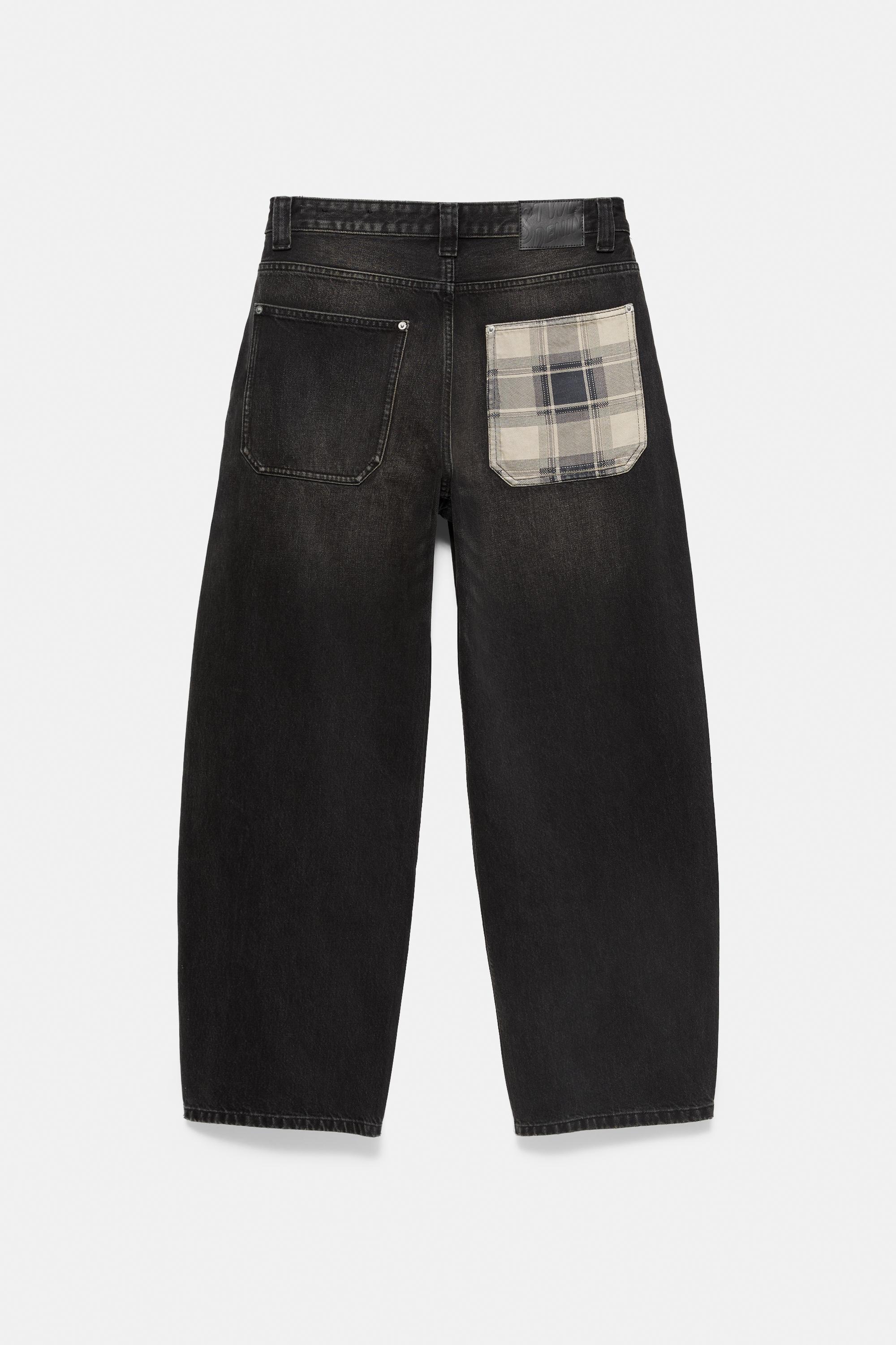 100% cotton barrel jeans — Faded black