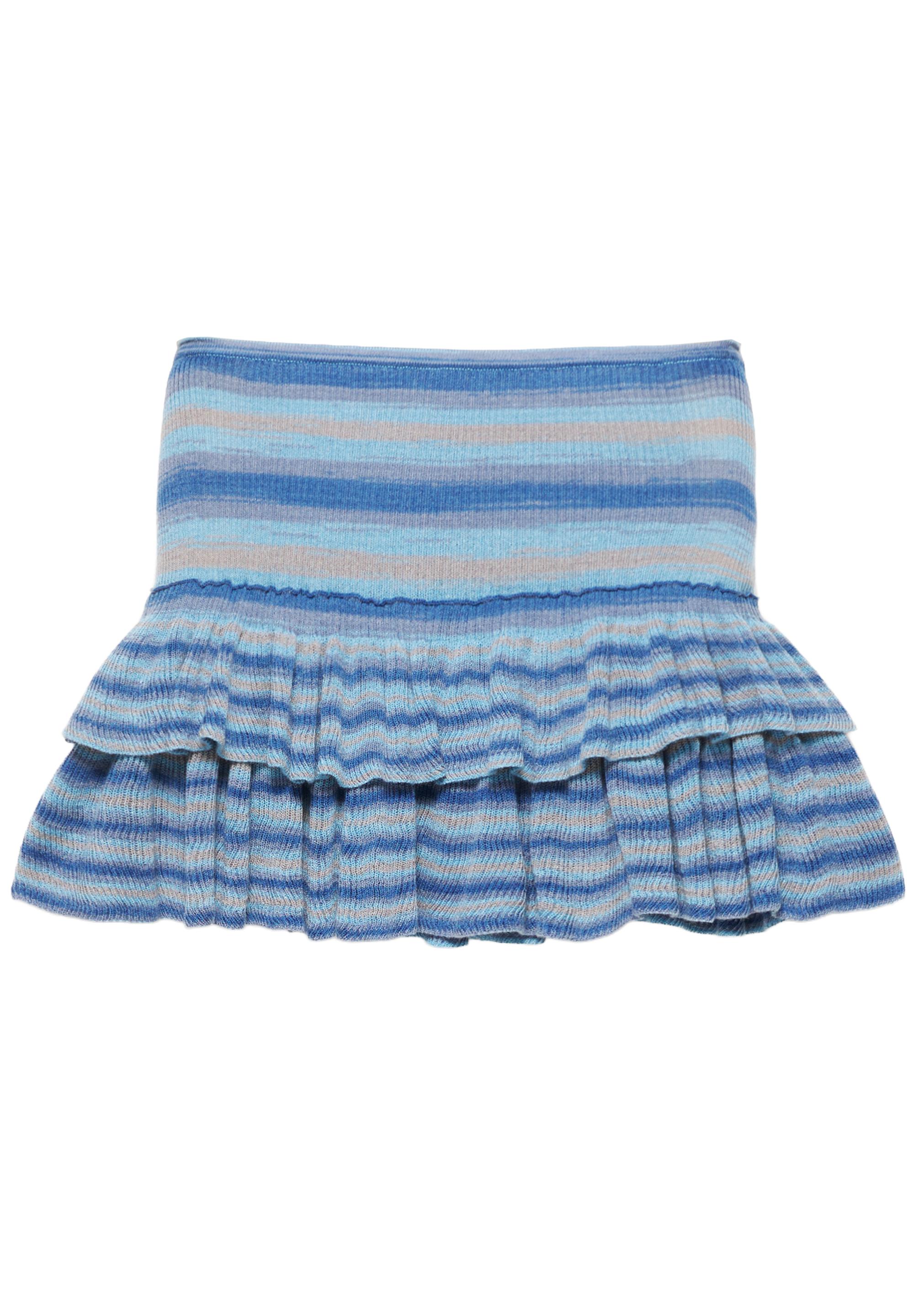 Fitted ruffled knit skirt — Blue