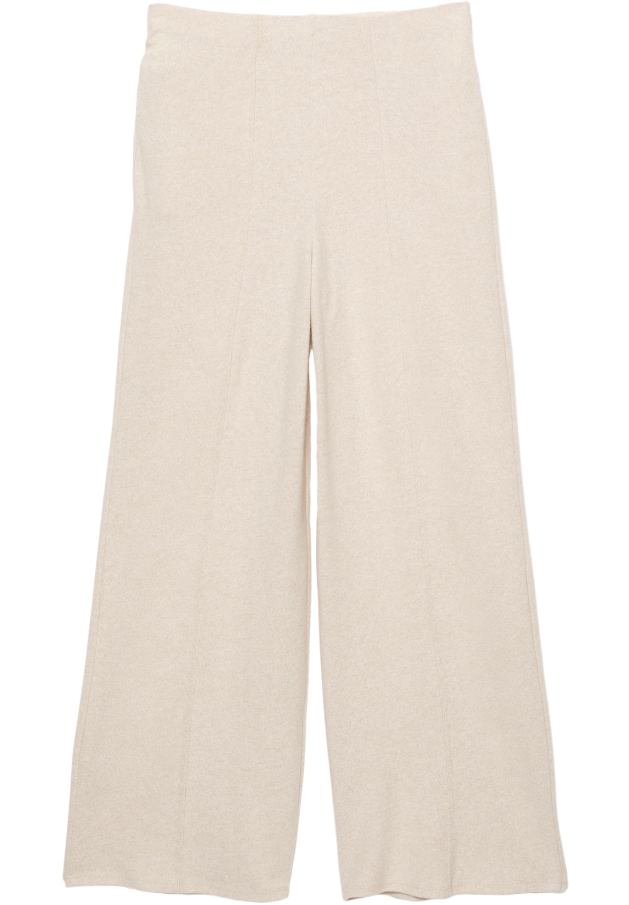 Wide-leg soft touch trousers — Ecru