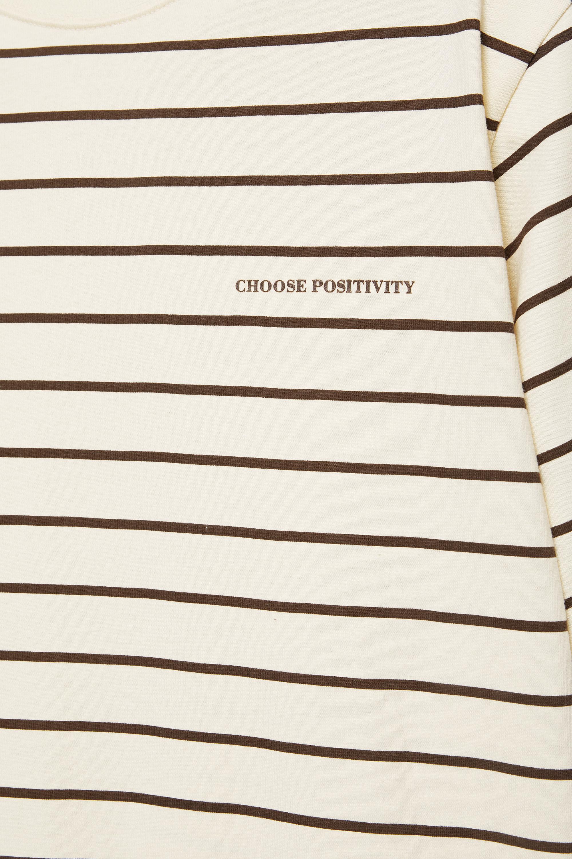 Striped slogan T-shirt — Yellow