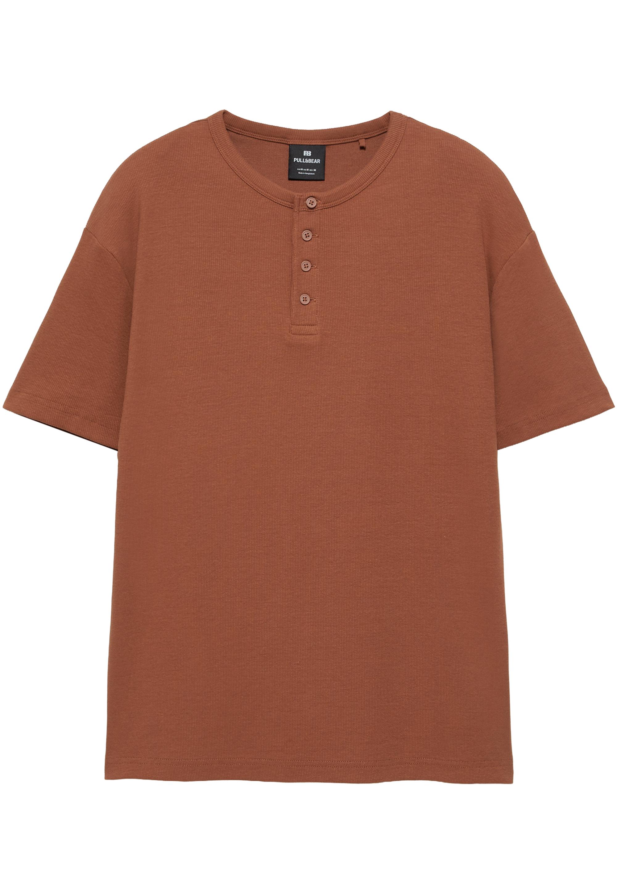 Slim-fit Henley T-shirt — Brown