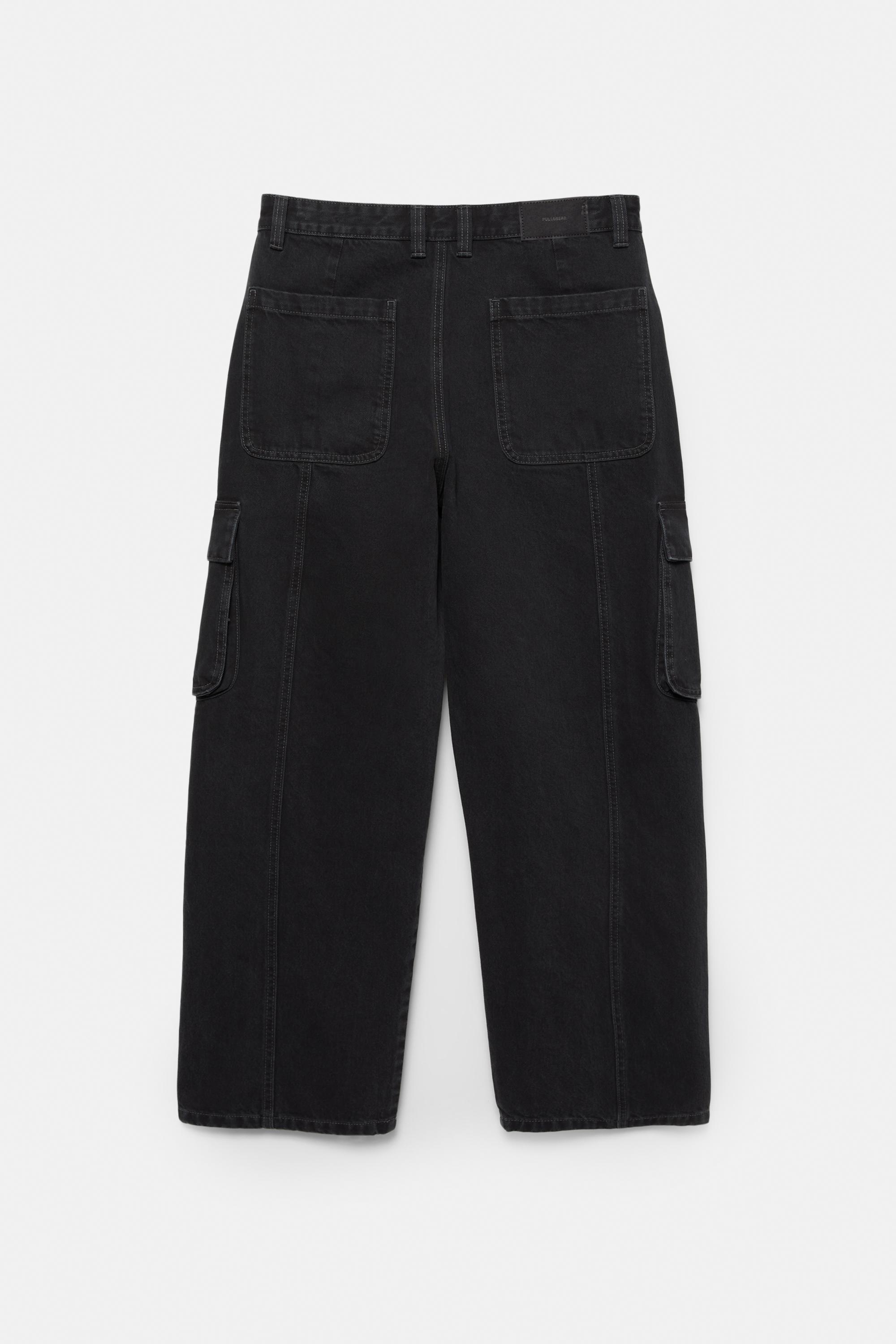 Baggy cargo jeans — Faded black