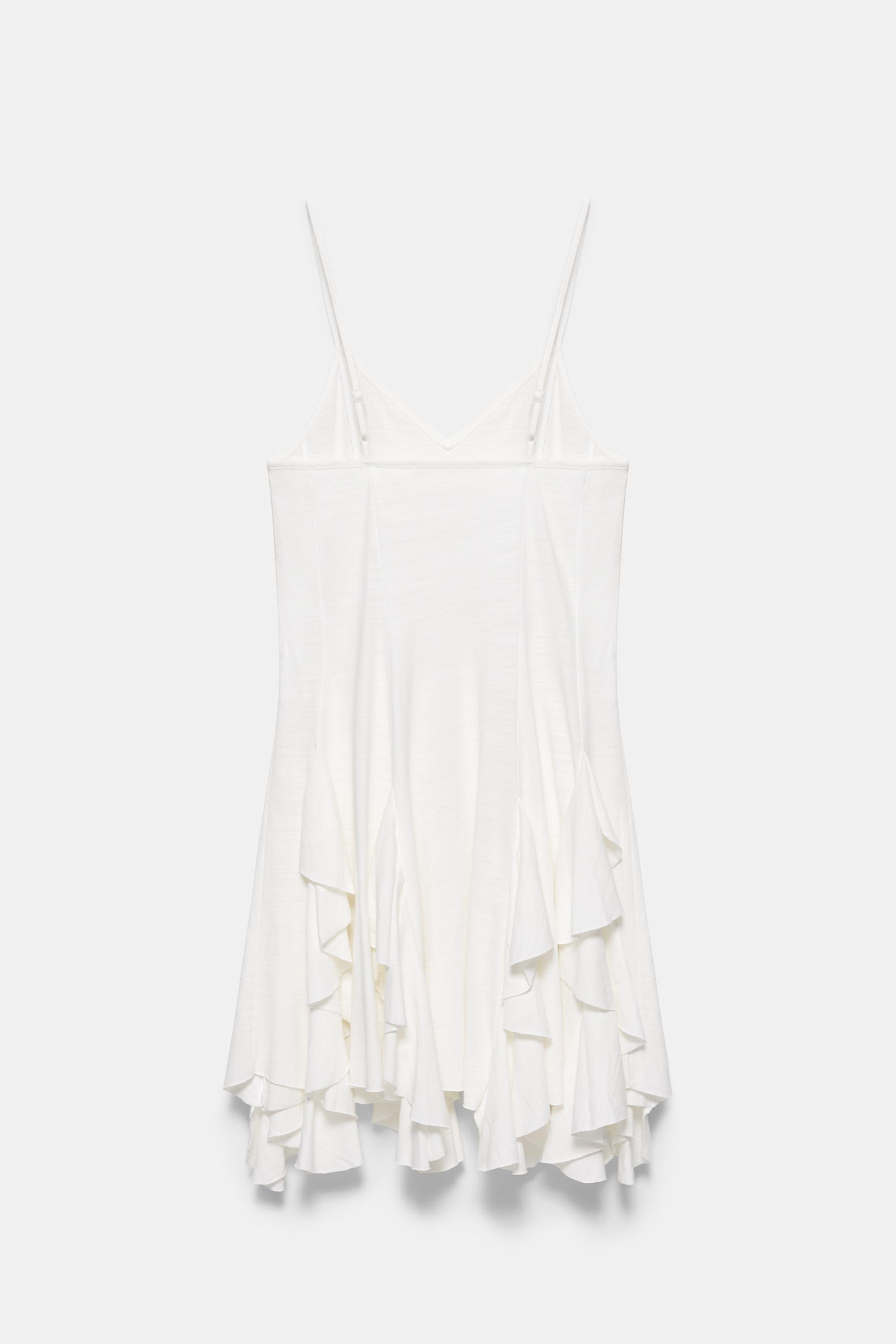 Short strappy flared dress — Ecru