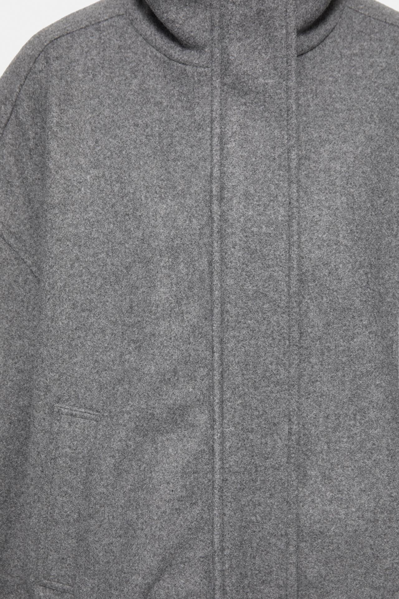 Cloth bomber jacket with a high neck — Grey marl