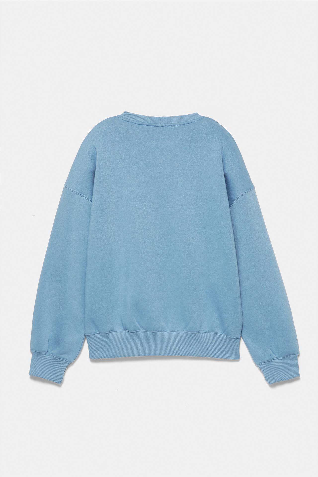 Graphic round neck sweatshirt — Medium blue
