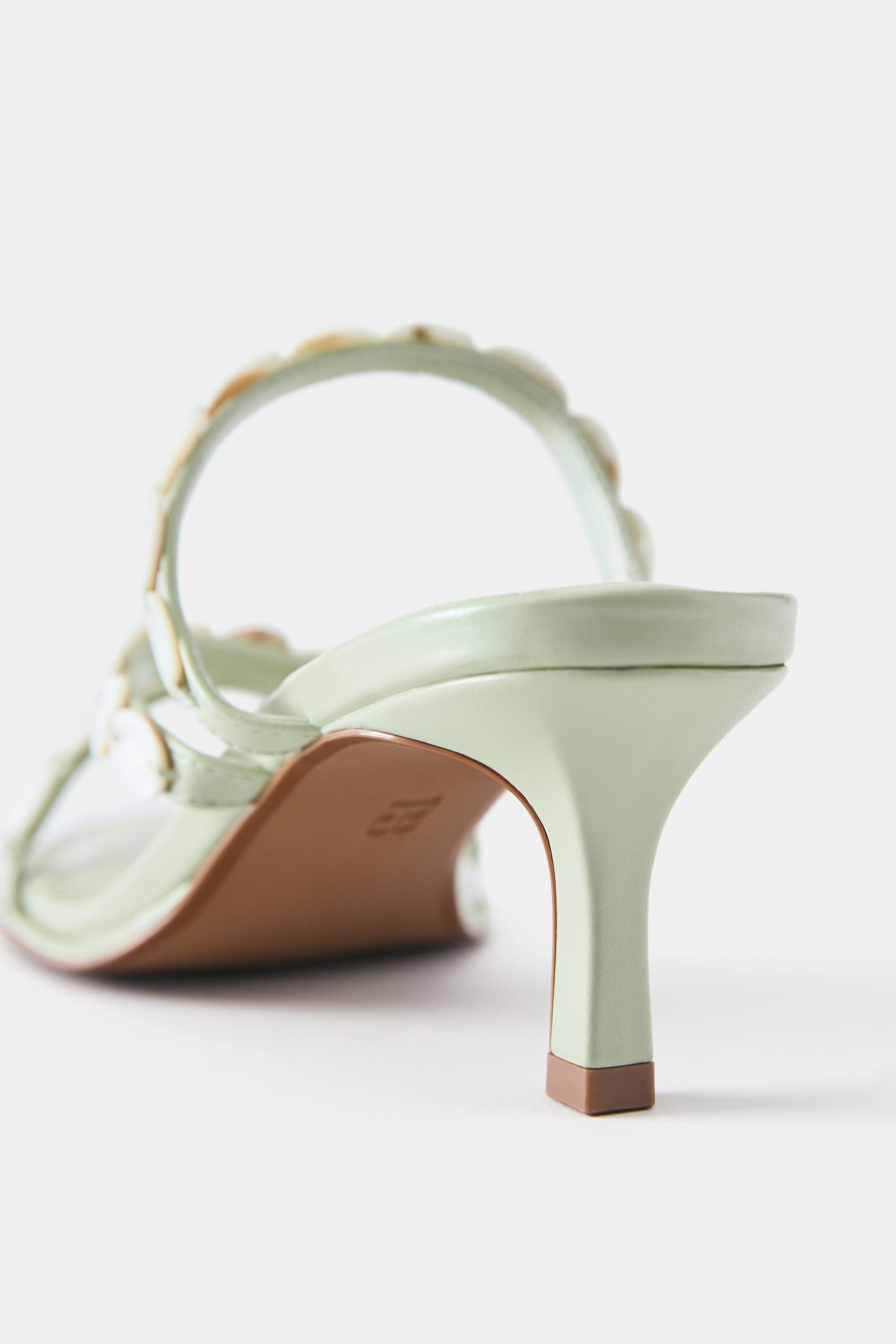 Beaded high-heel sandals — Green