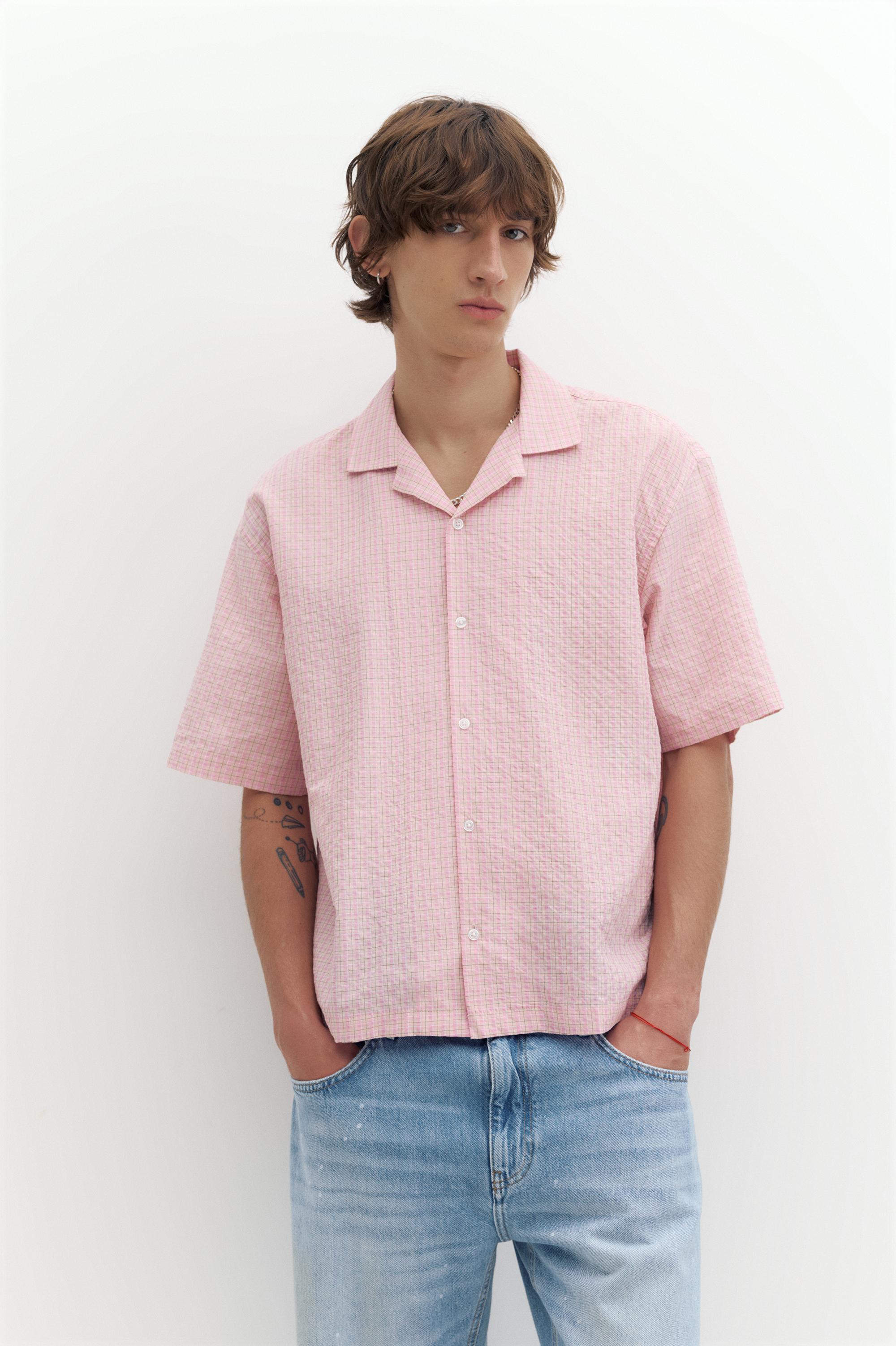 Short sleeve check shirt — Pink