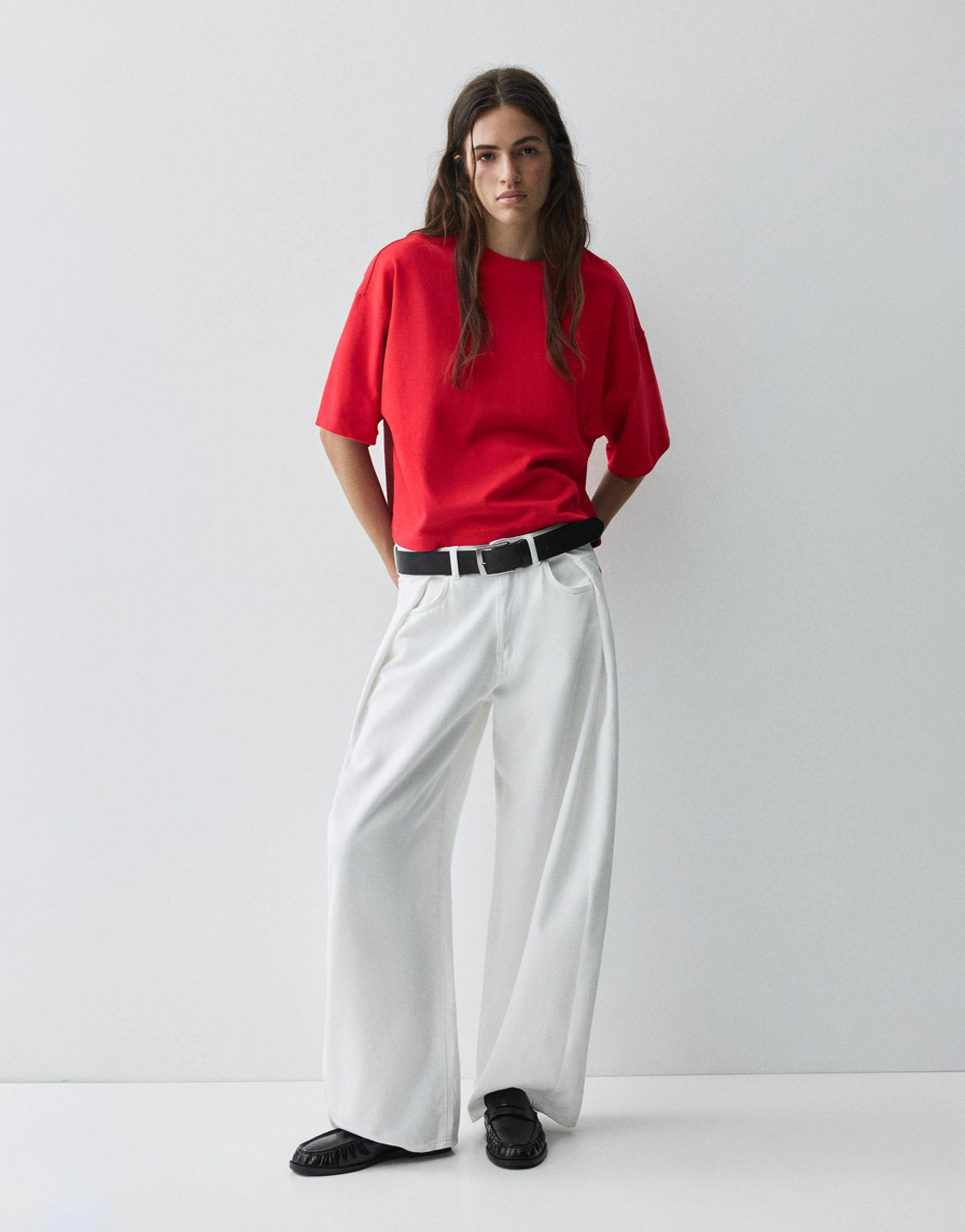 Boxy fit short sleeve T-shirt — Red