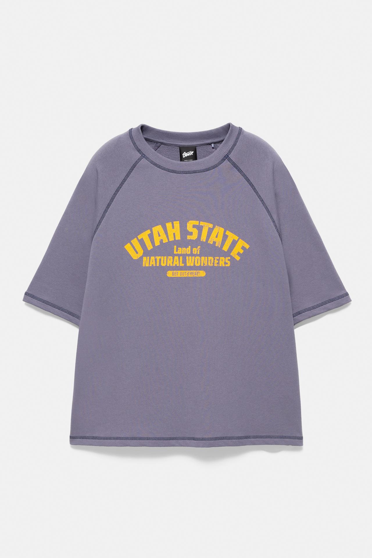 Short sleeve sweatshirt with graphic — Mauve