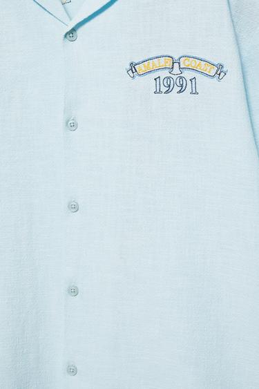 Short sleeve embroidered shirt — Pale blue 9