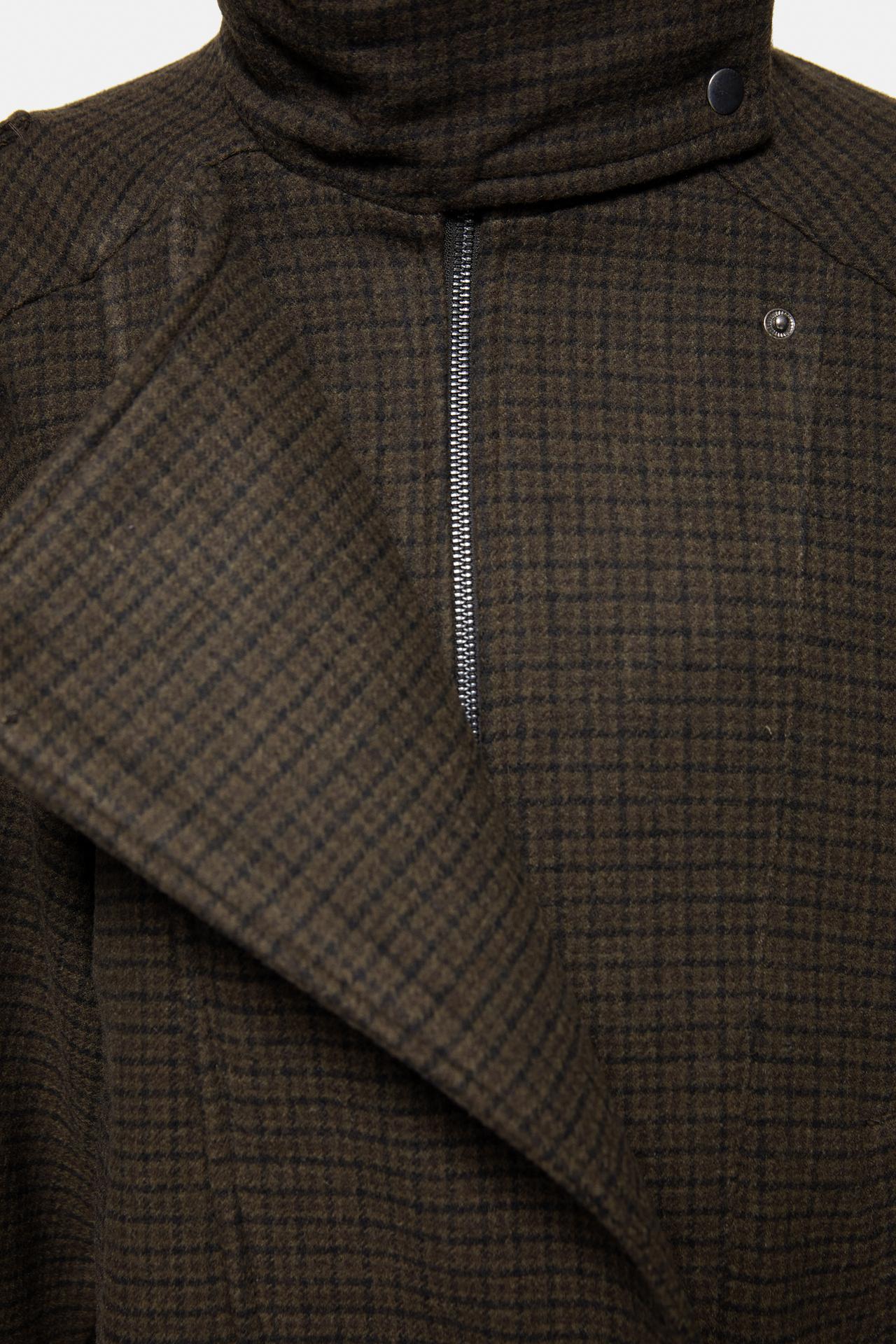 Boxy check felt jacket — Brown