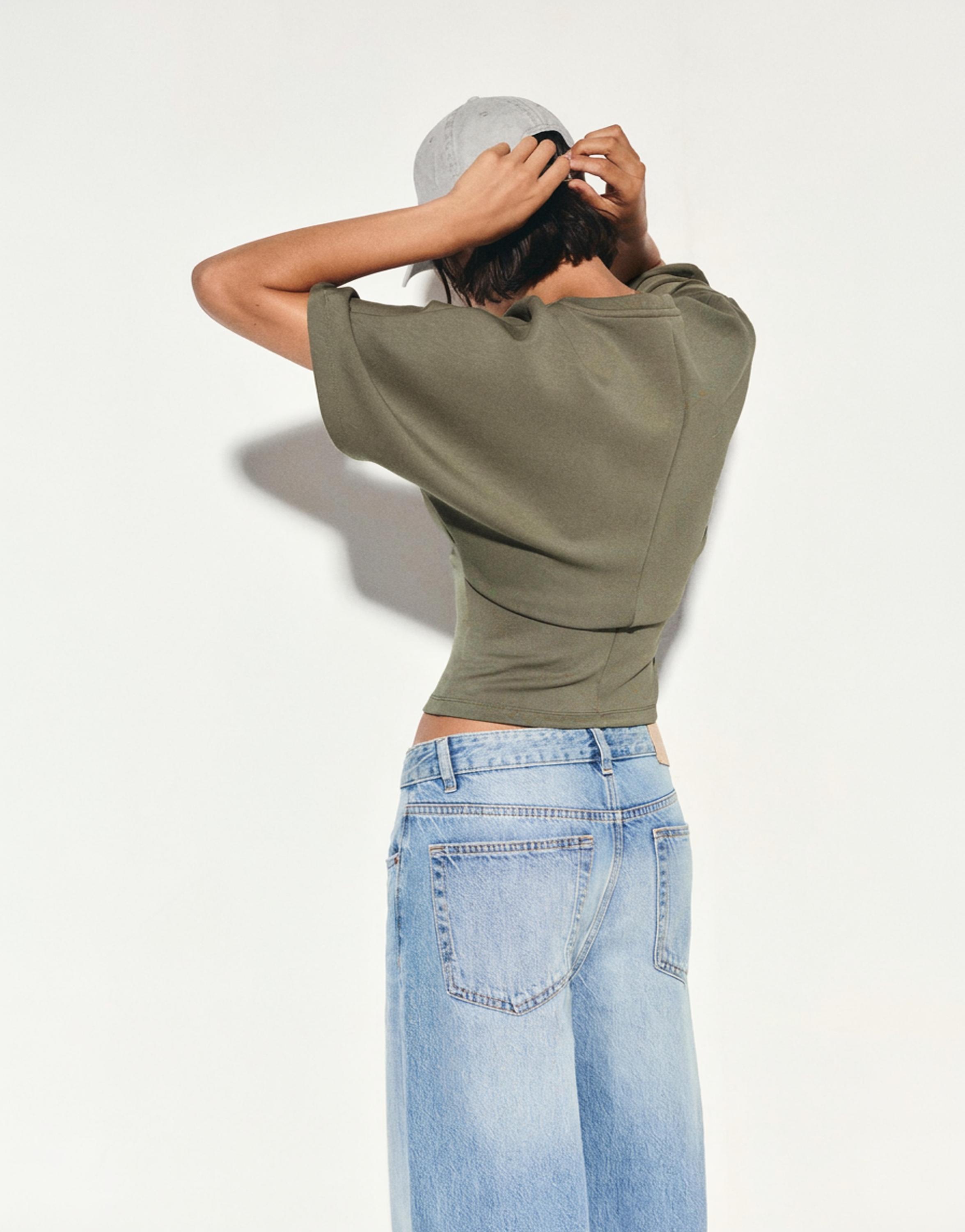 Modal batwing sleeve T-shirt — Khaki