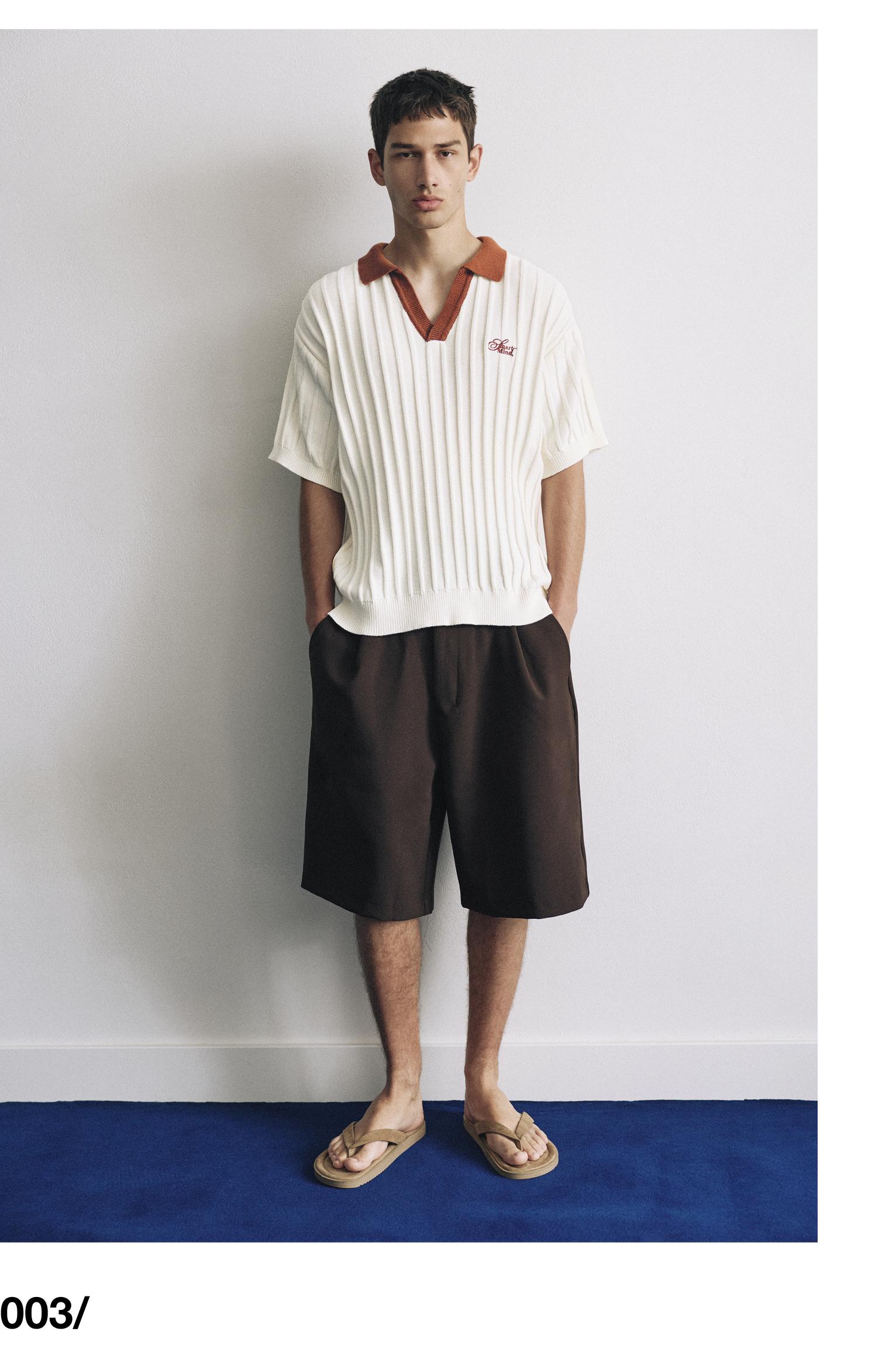 Contrast collar polo shirt — Off white