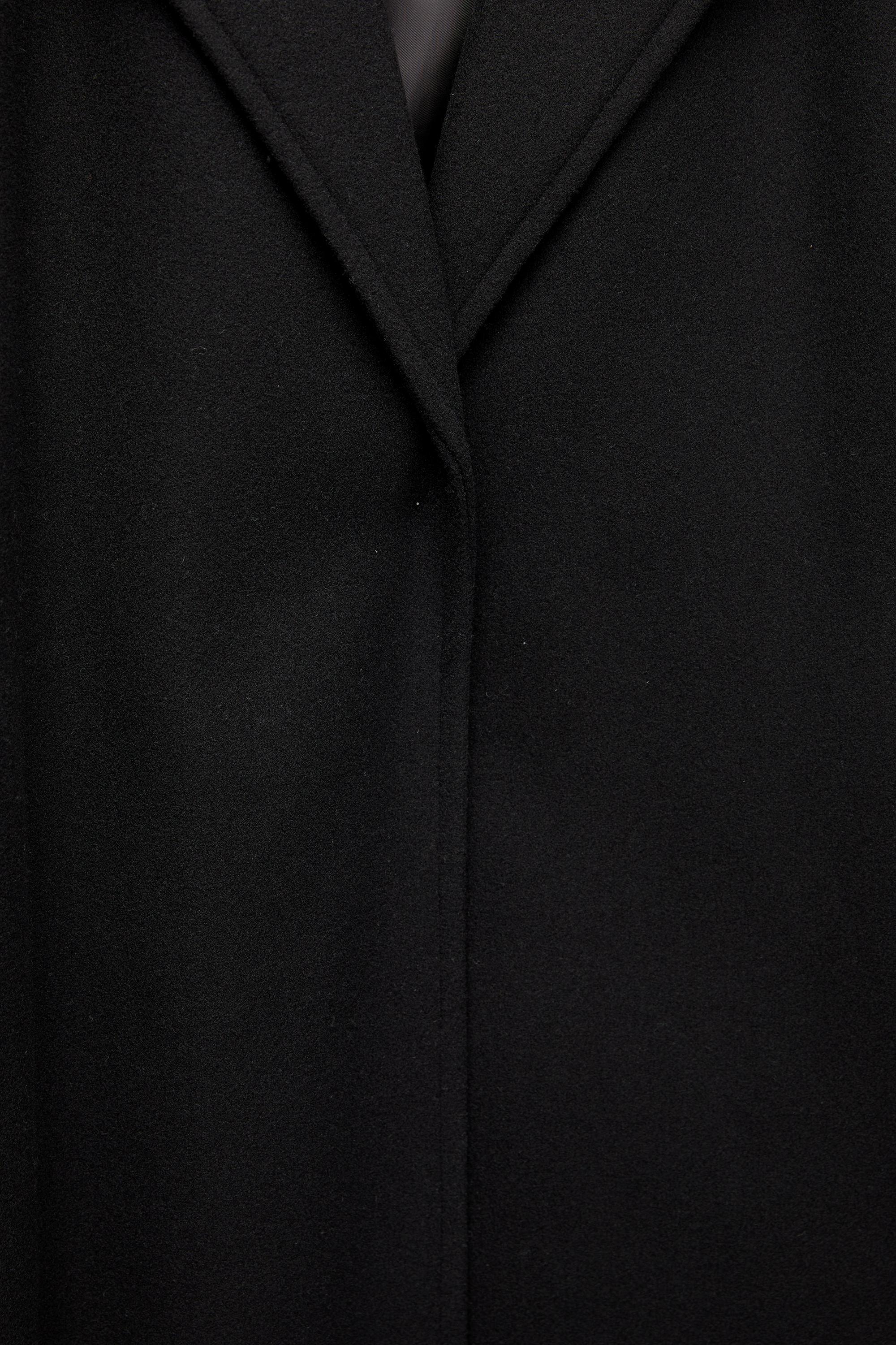 Long felt coat with belt — Black