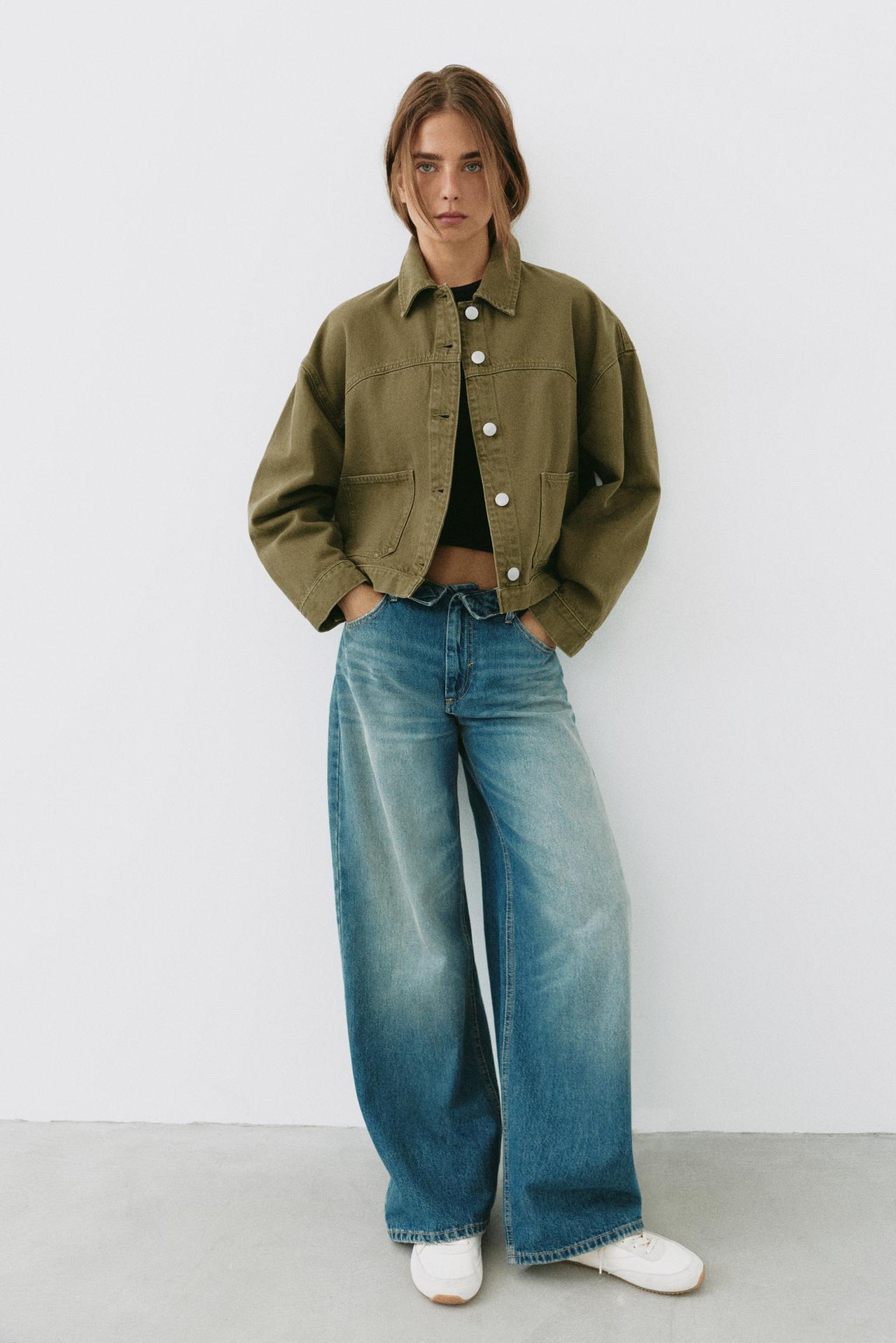 Boxy denim overshirt — Khaki